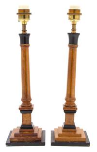 A Pair of English Oak Table Lamps Height overall 22 1/2 inches. — 20TH CENTURY