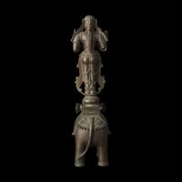 An Indian Bronze Figure of Lakshmi on Elephant, Probably Orissa, 19th Century or Earlier 十九世紀或更早 印度青銅吉祥天女騎象
