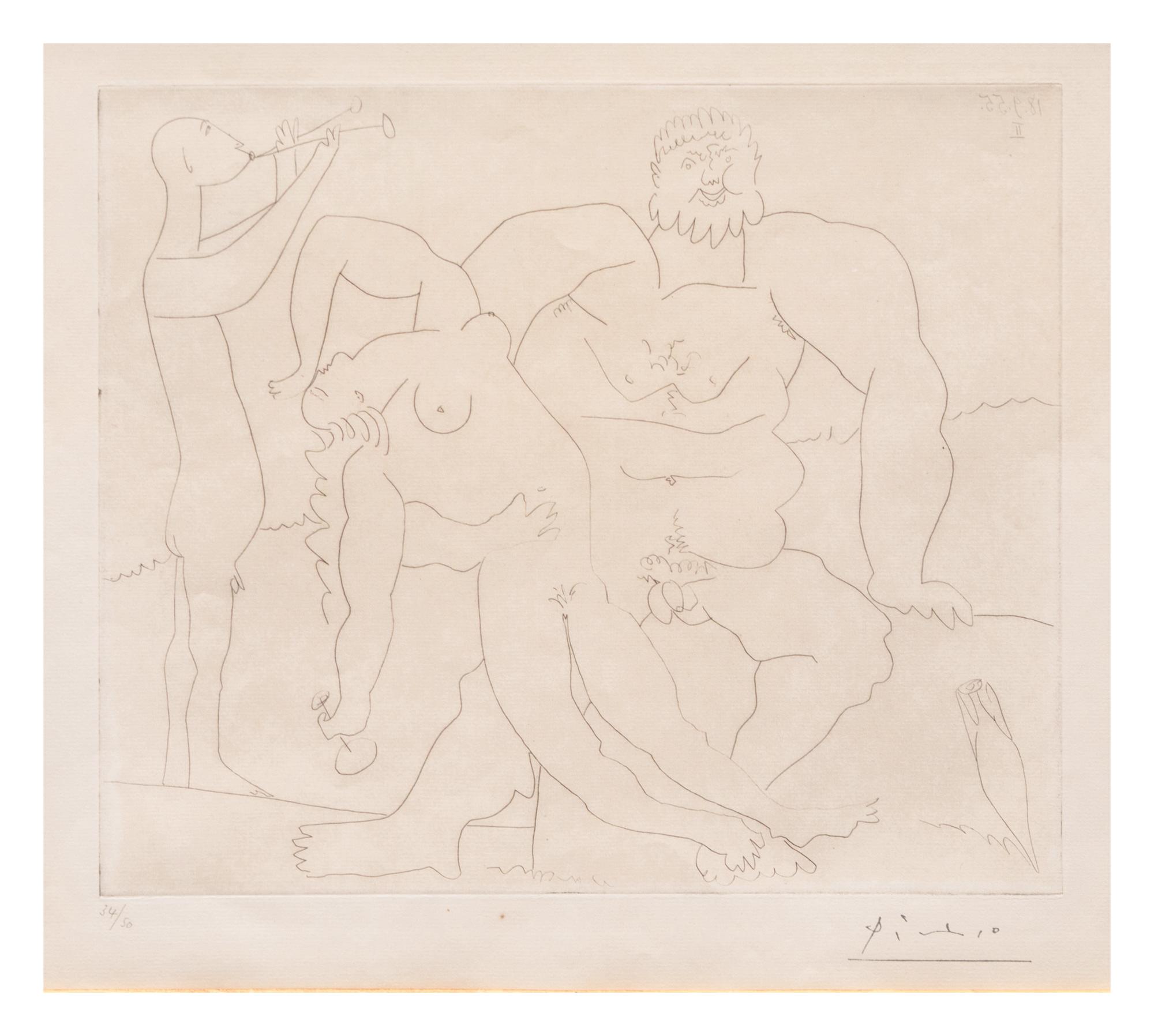 Homme nu avec femme ivre et jeune flûtiste, 1953; printed 1961