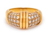 An 18 Karat Yellow Gold and Diamond Ring,