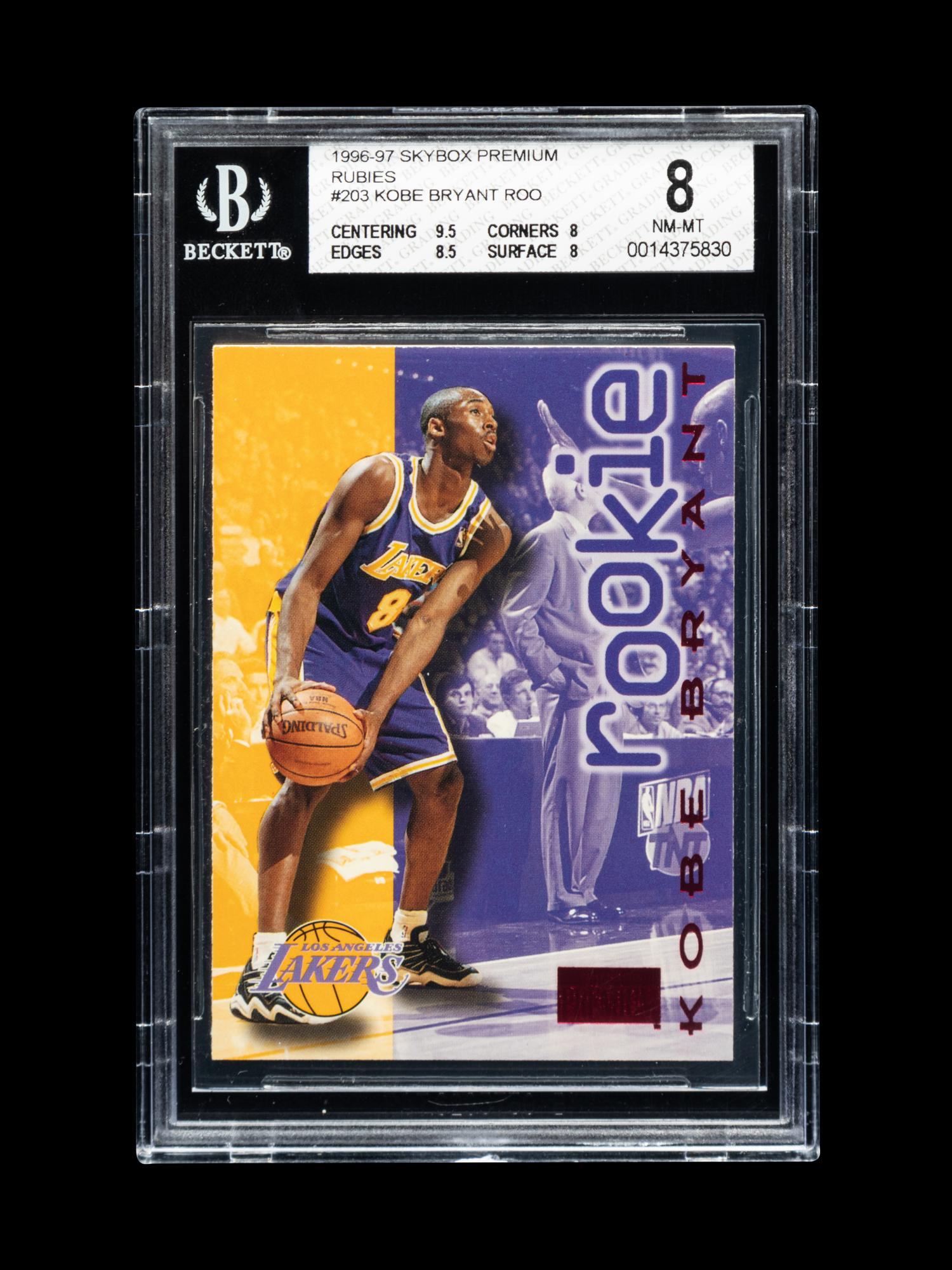 A 1996-97 Skybox Premium Rubies Kobe Bryant Rookie Basketball Card No. 203 (BGS 8 NM-MT)