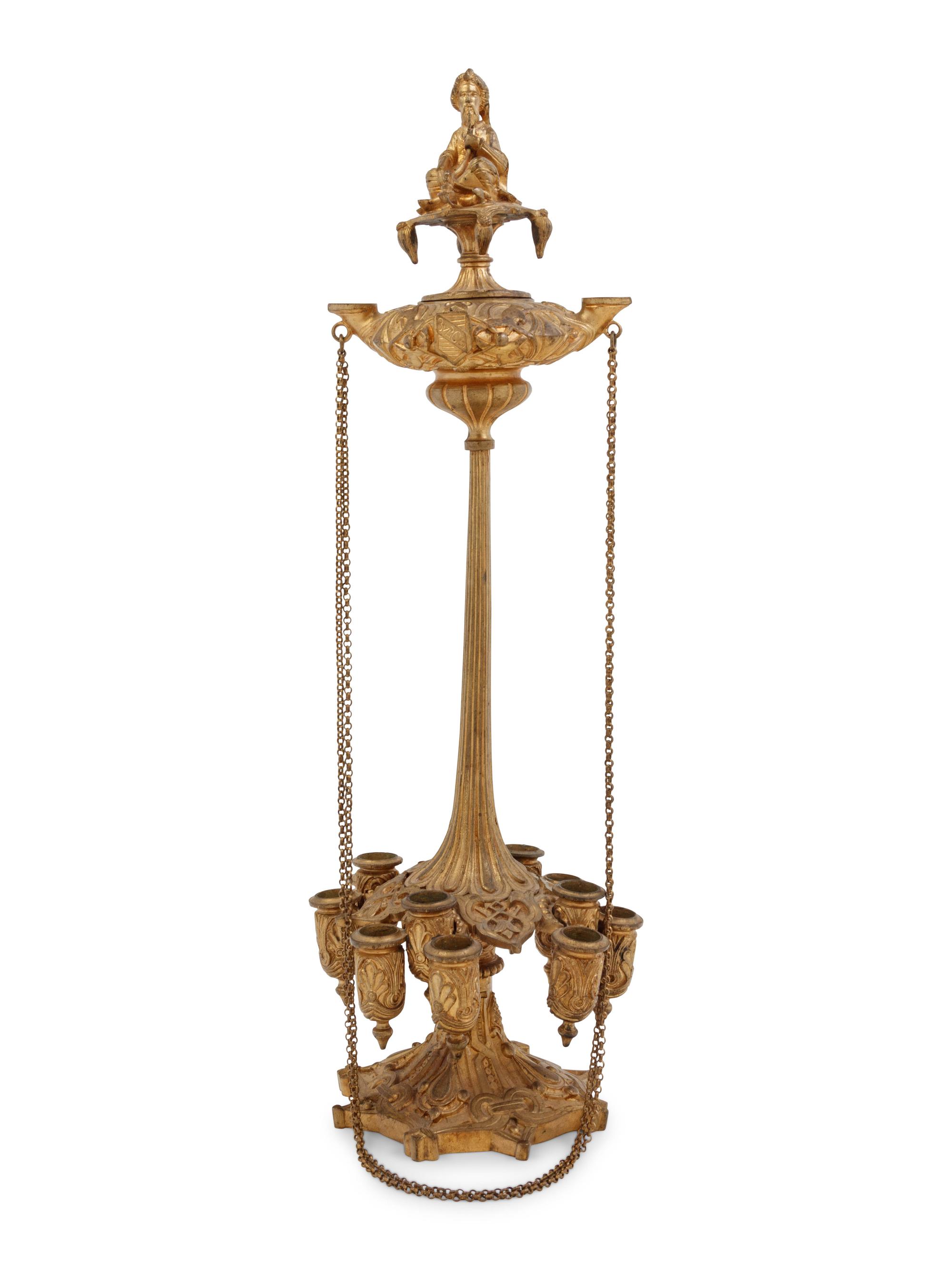A Continental Gilt Bronze Candelabrum