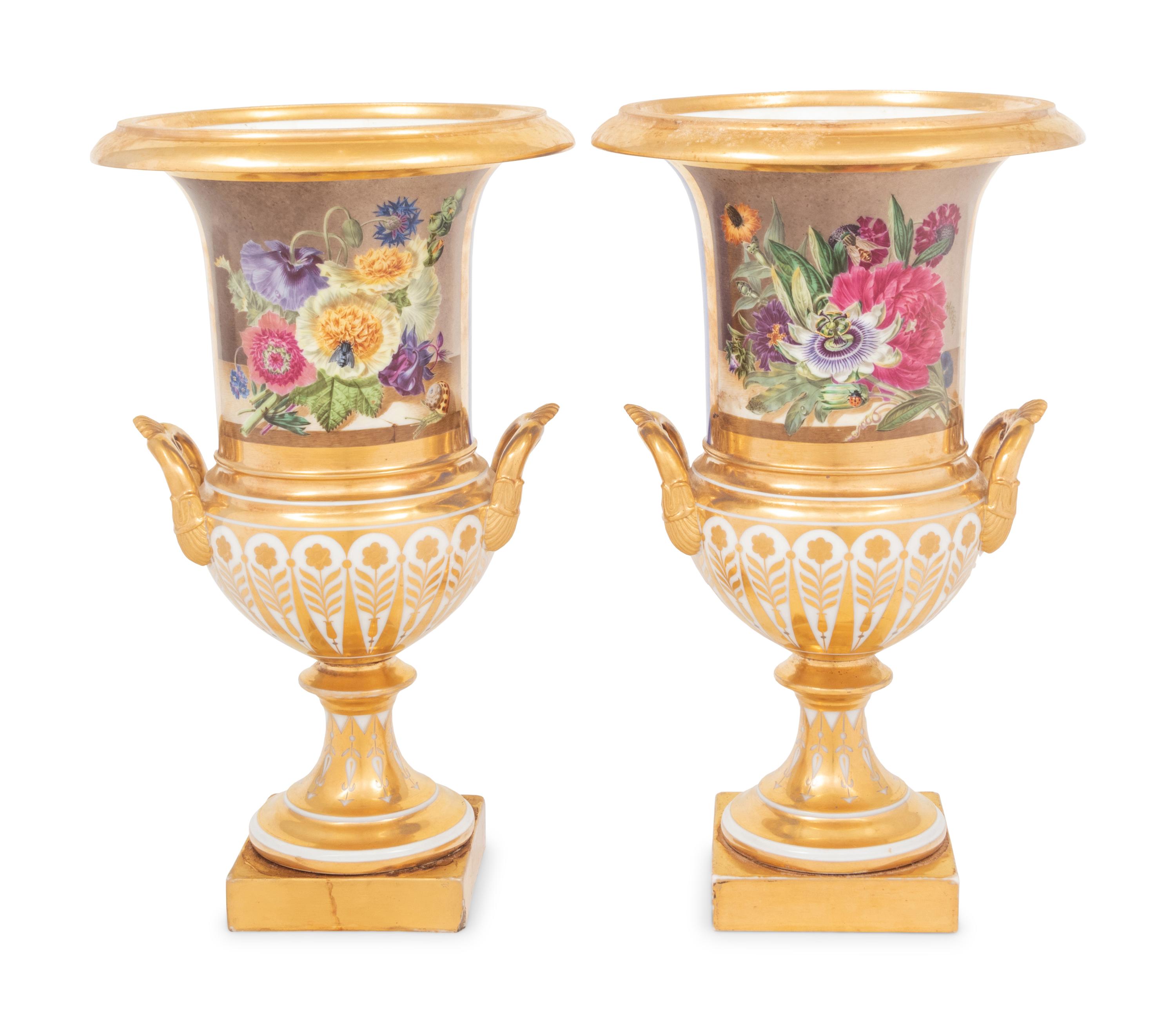 A Pair of Paris Porcelain Urns
