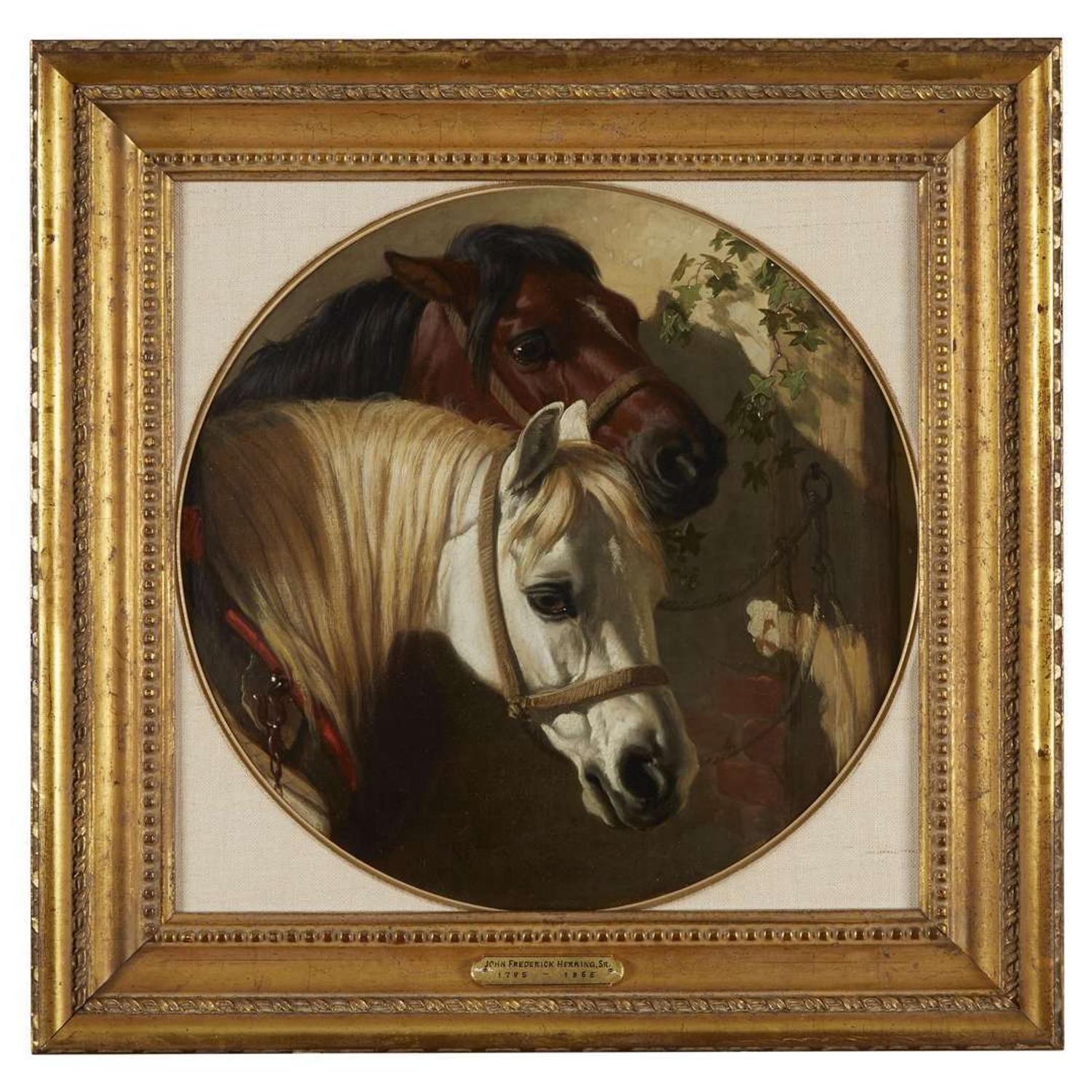 JOHN FREDERICK HERRING THE ELDER (BRITISH 1795–1865) STUDY OF TWO HORSE HEADS
