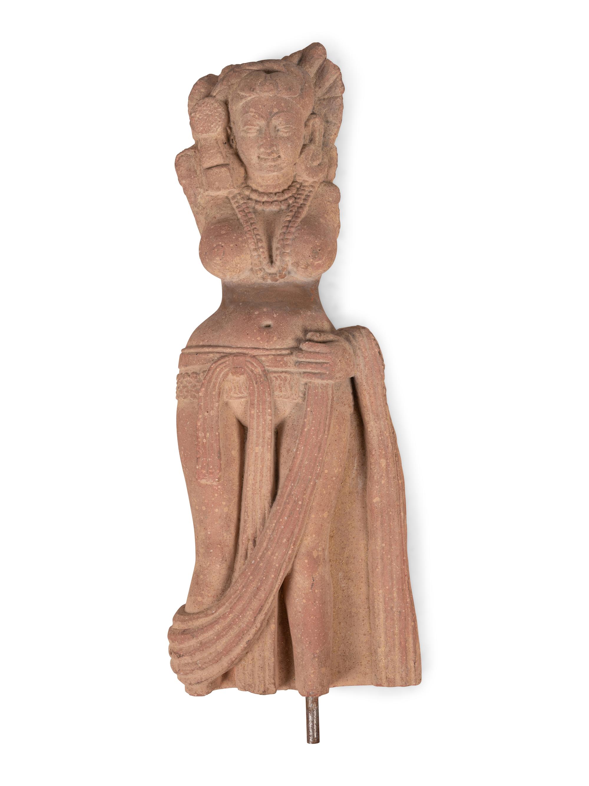 An Indian Carved Sandstone Figure of a Goddess