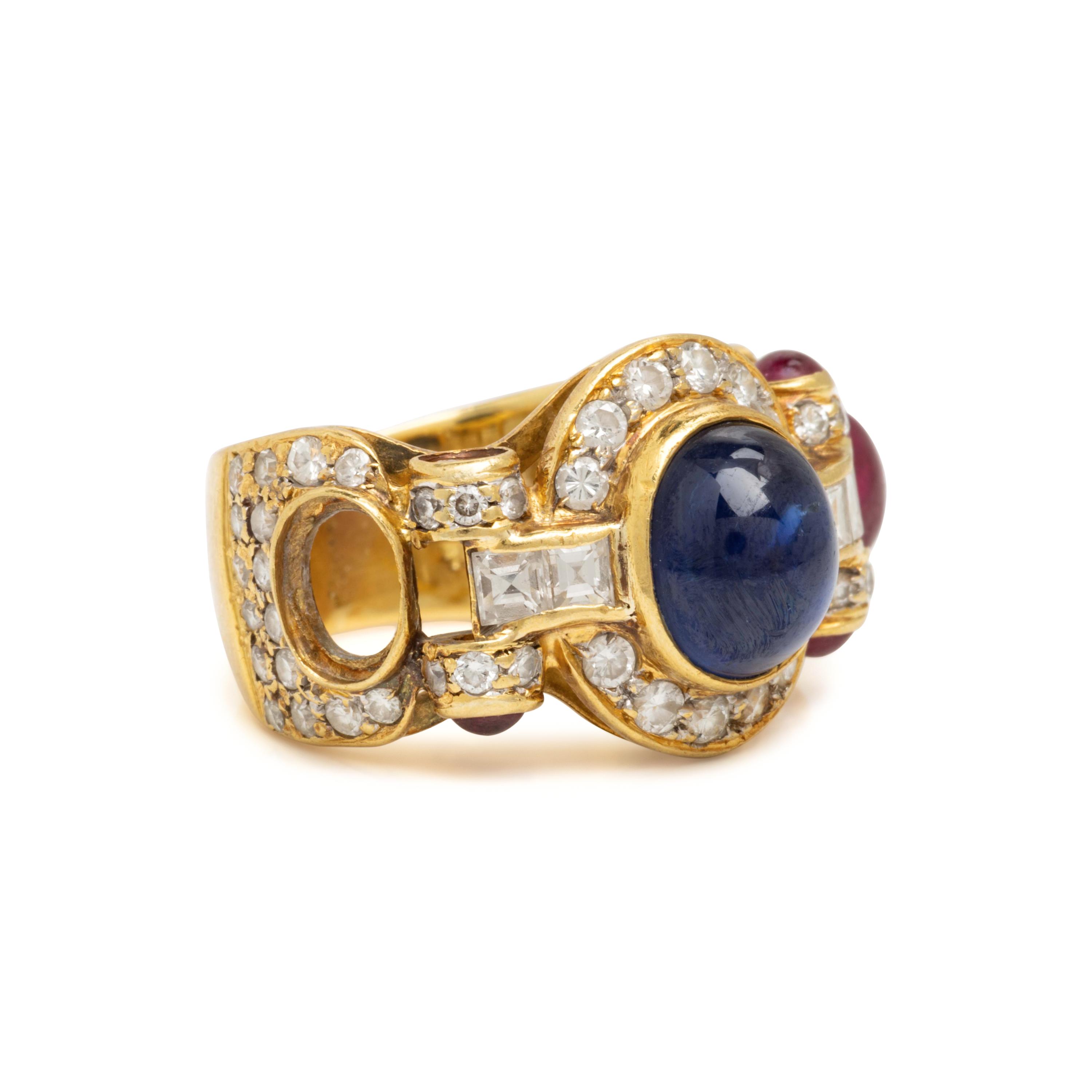 Multigem and Yellow Gold Ring