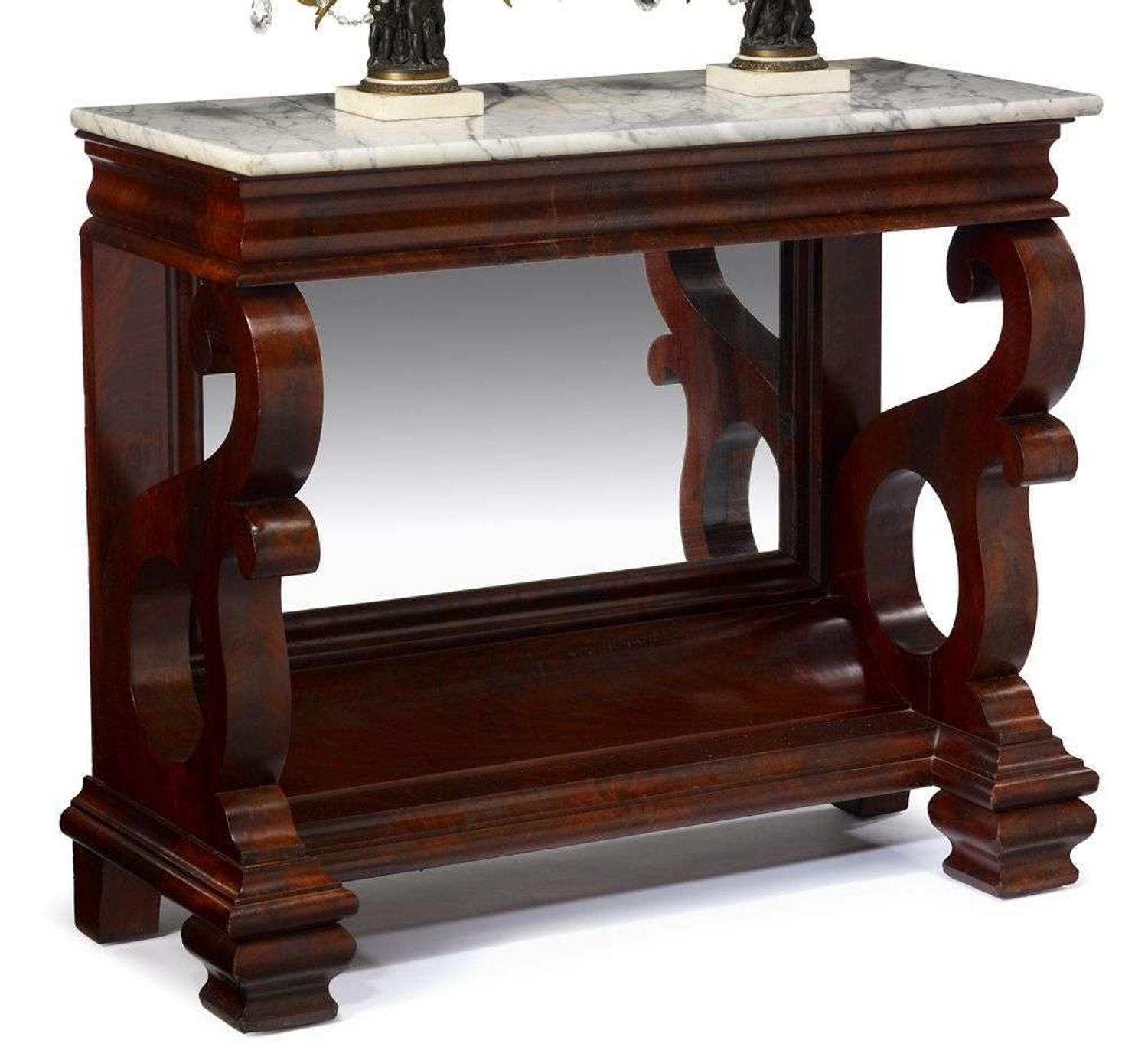 Late Classical marble top mahogany pier table probably philadelphia, pa, circa 1830