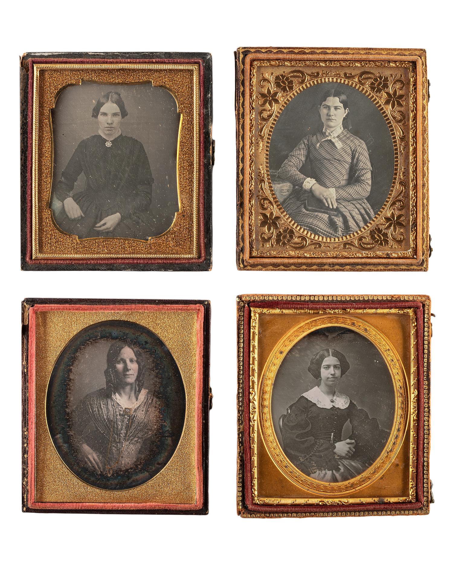 [EARLY PHOTOGRAPHY]. A group of 24 daguerreotypes of lovely young women, including: