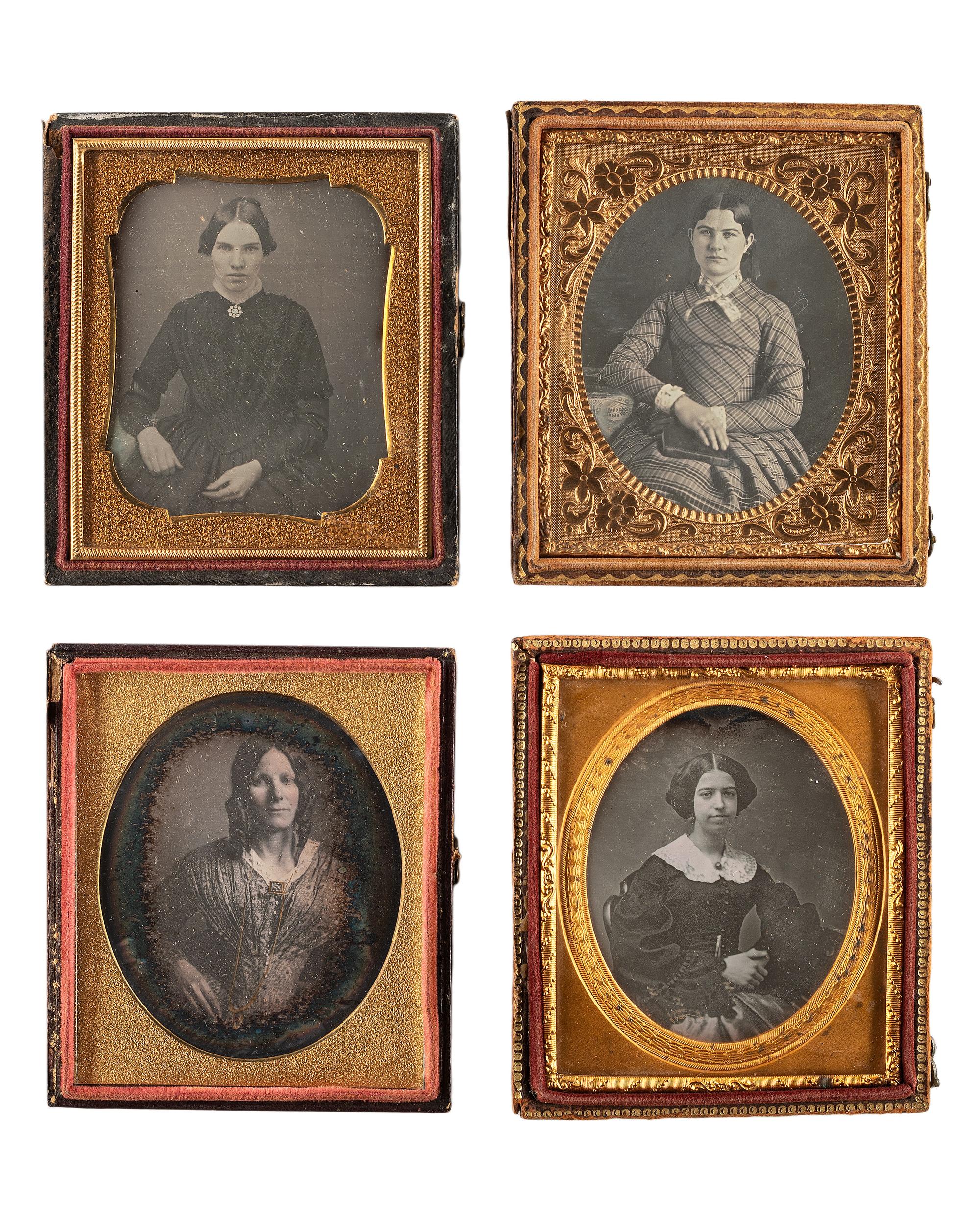 [EARLY PHOTOGRAPHY]. A group of 24 daguerreotypes of lovely young women, including: