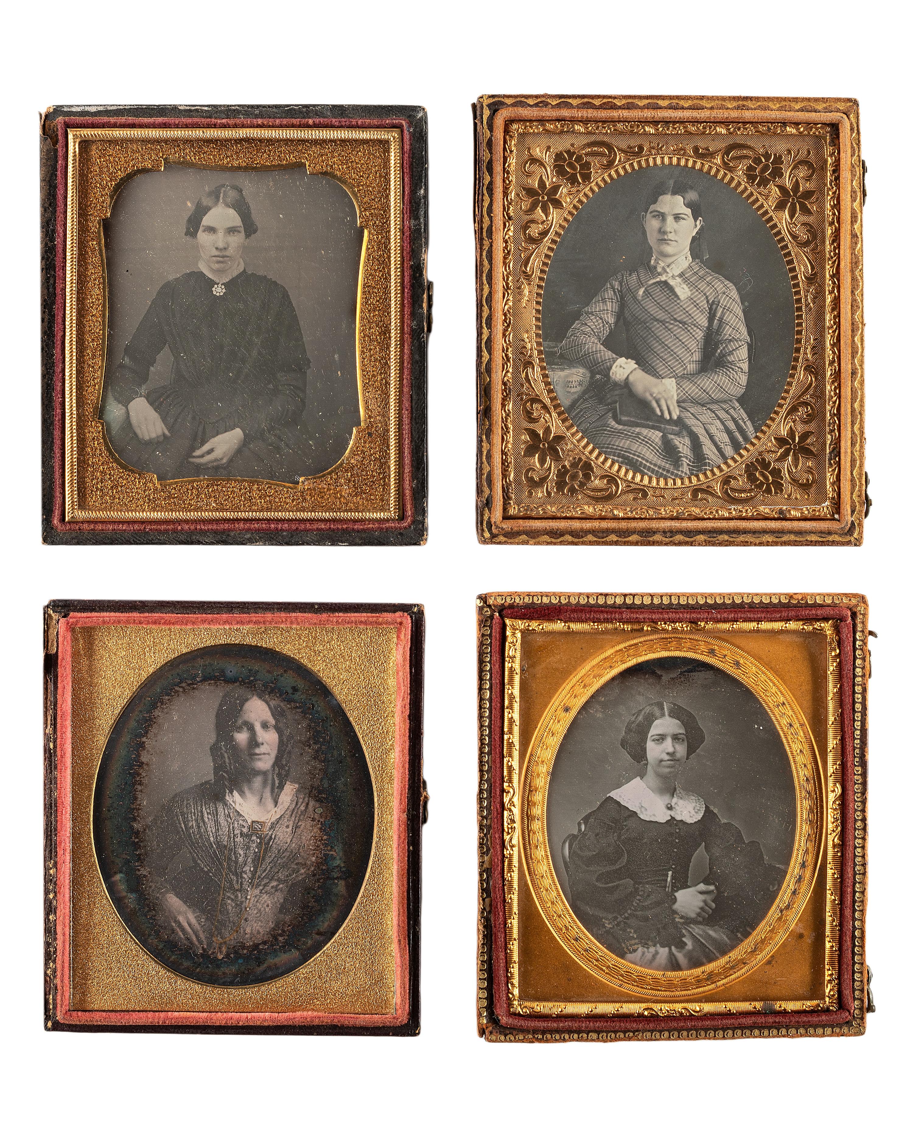 [EARLY PHOTOGRAPHY]. A group of 24 daguerreotypes of lovely young women, including: