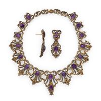 Amethyst, Colored Diamond, and Silver-Topped Gold Set