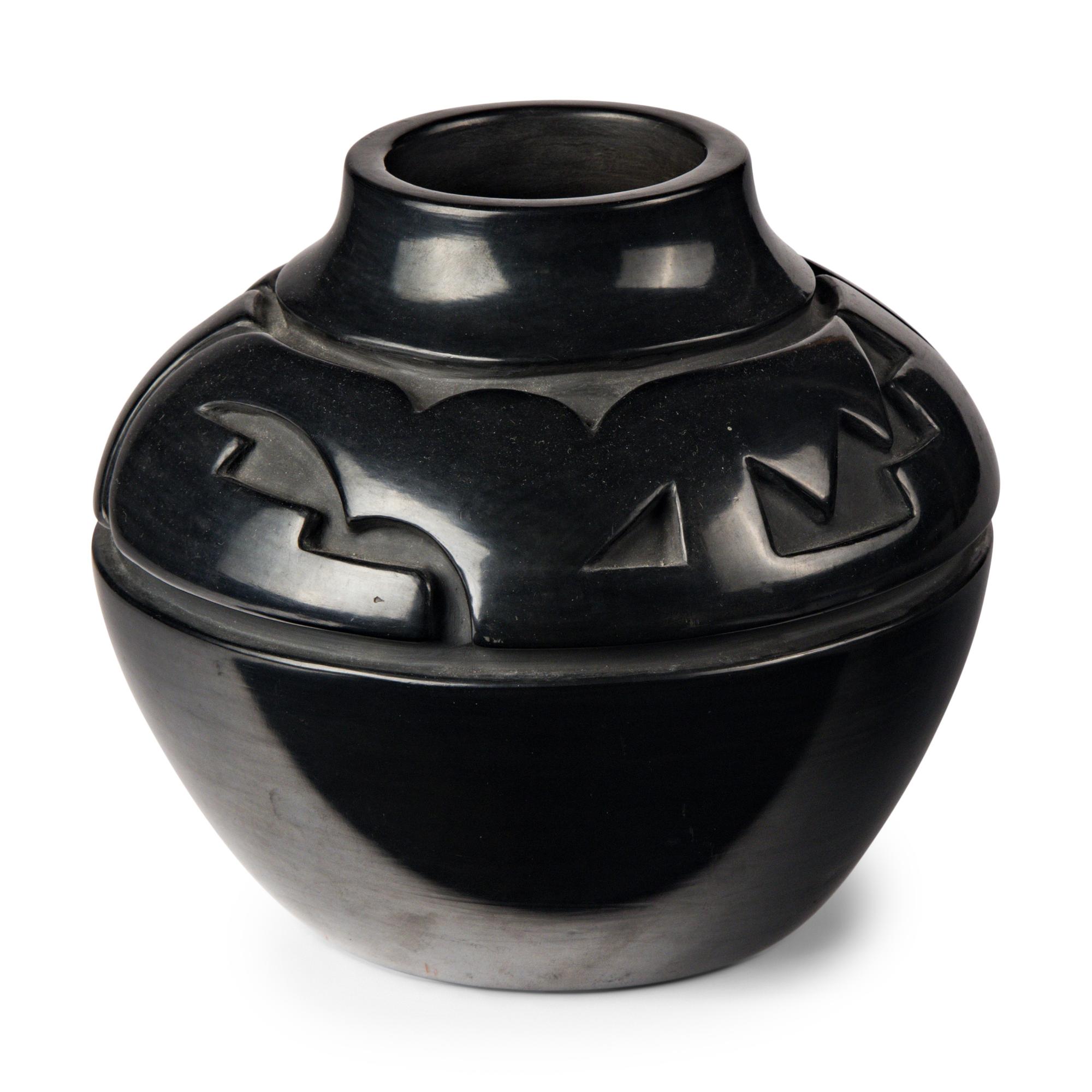 Mela Youngblood (Santa Clara, 1931-1990) — Carved Blackware Pottery Jar
