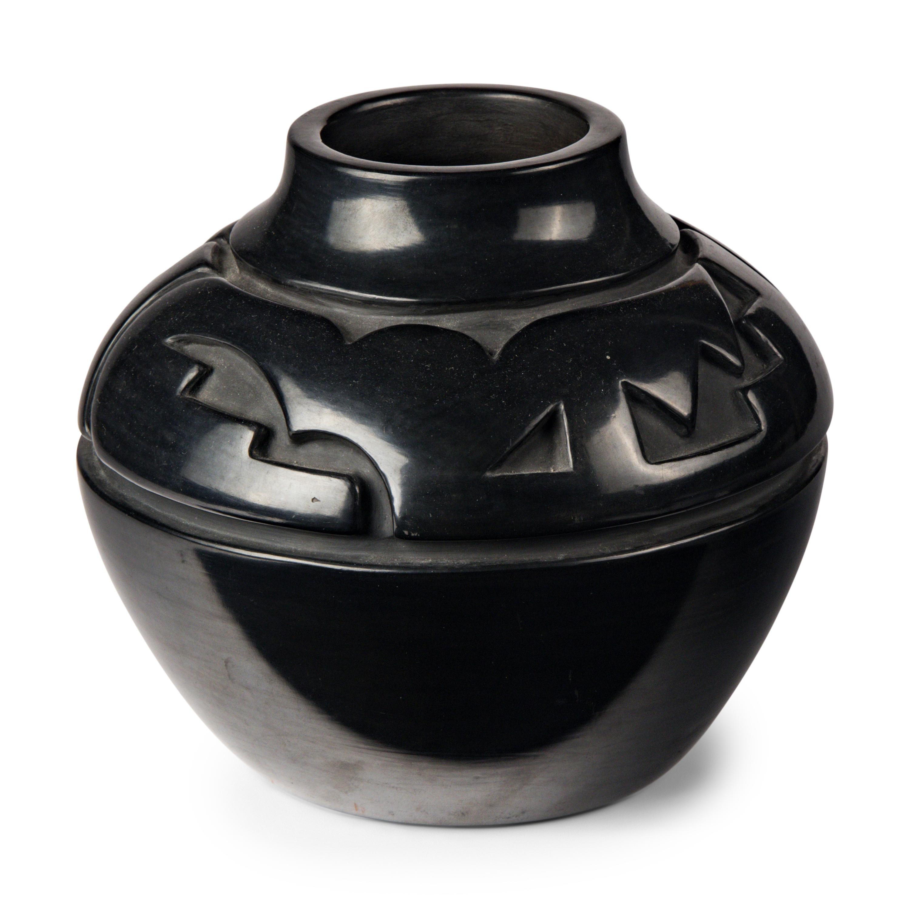 Mela Youngblood (Santa Clara, 1931-1990) — Carved Blackware Pottery Jar