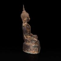 A Thai gilt lacquered bronze seated Buddha 泰国鎏金铜佛造像坐像