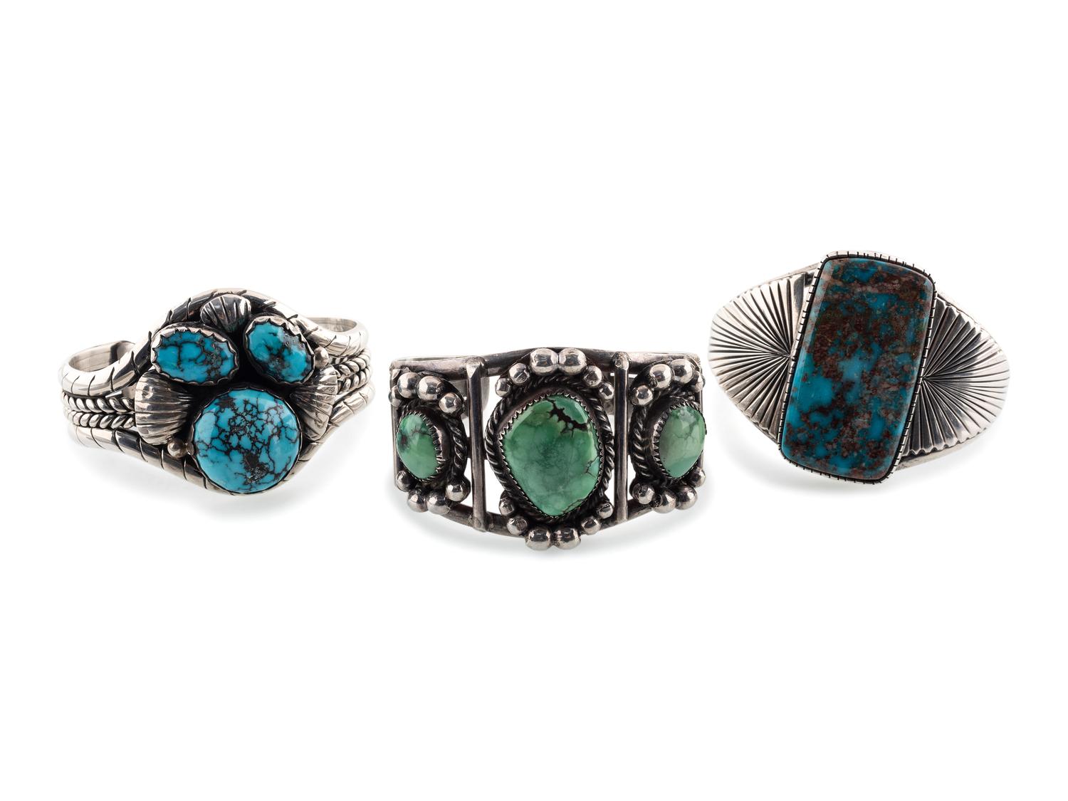 Navajo Silver and Turquoise Cuff Bracelets