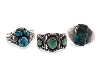 Navajo Silver and Turquoise Cuff Bracelets