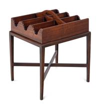 An English Mahogany Cutlery Caddy on Stand