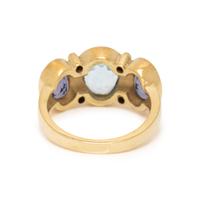 MAZ, MULTIGEM AND CULTURED PEARL RING AND CLIP EARRINGS