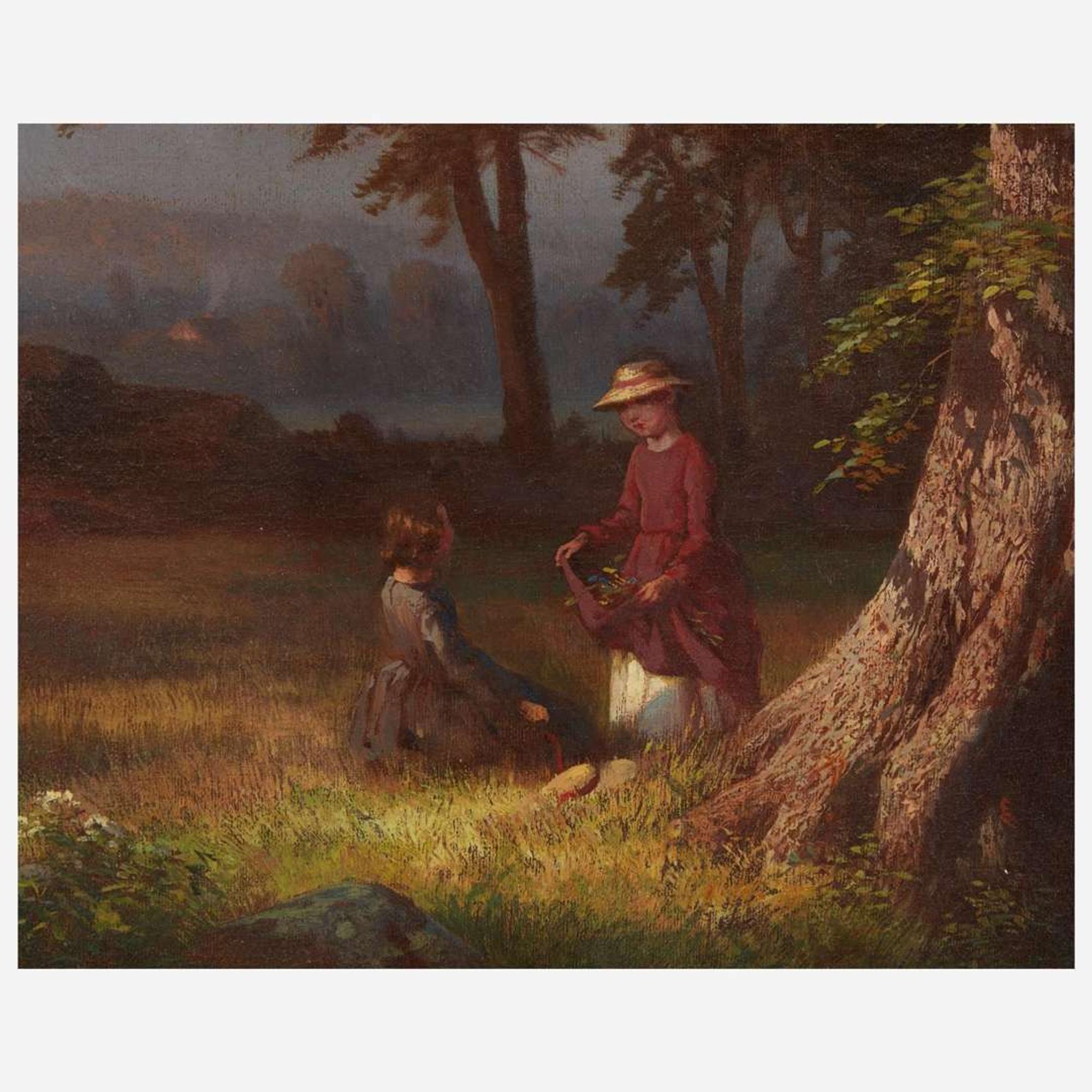 Paul Weber (German, 1823–1916) Gathering Flowers Near the Susquehanna