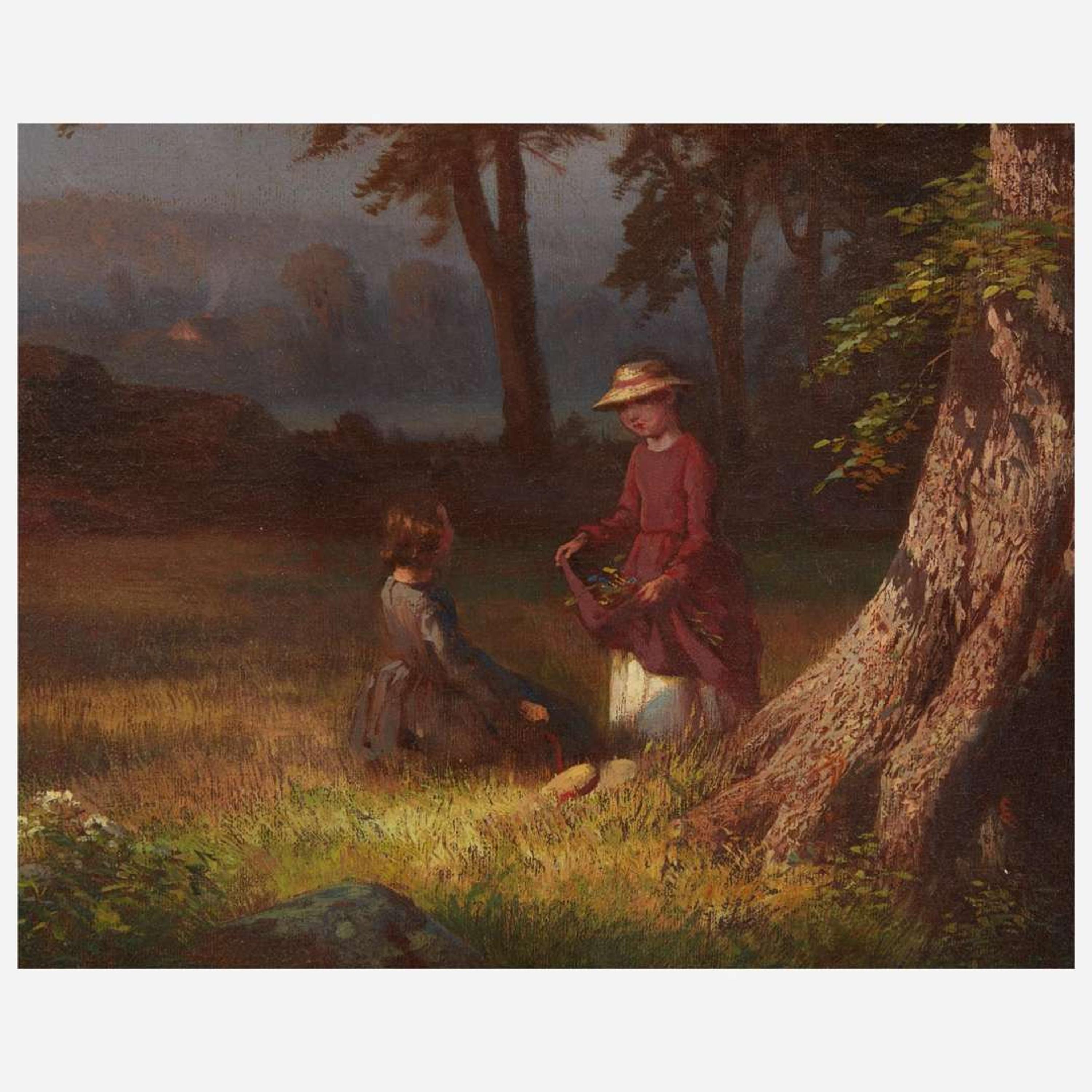 Paul Weber (German, 1823–1916) Gathering Flowers Near the Susquehanna