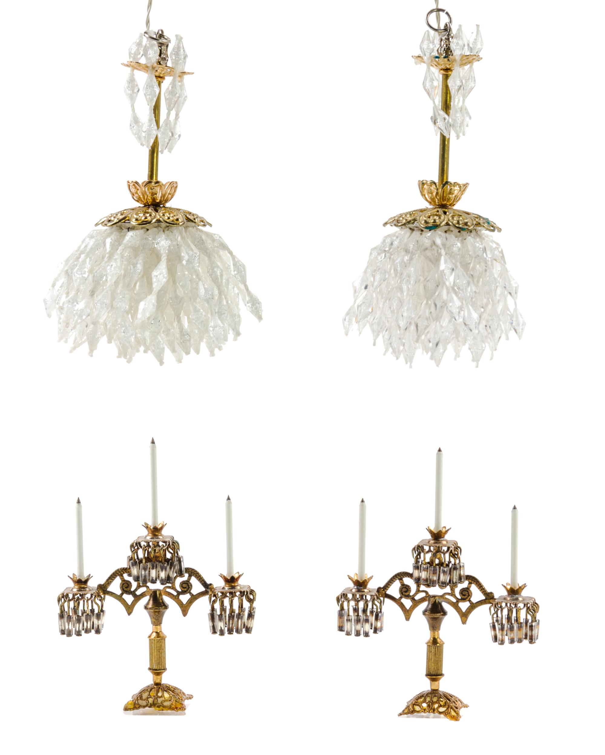 A Pair of Chandeliers Height of chandelier 3 inches.