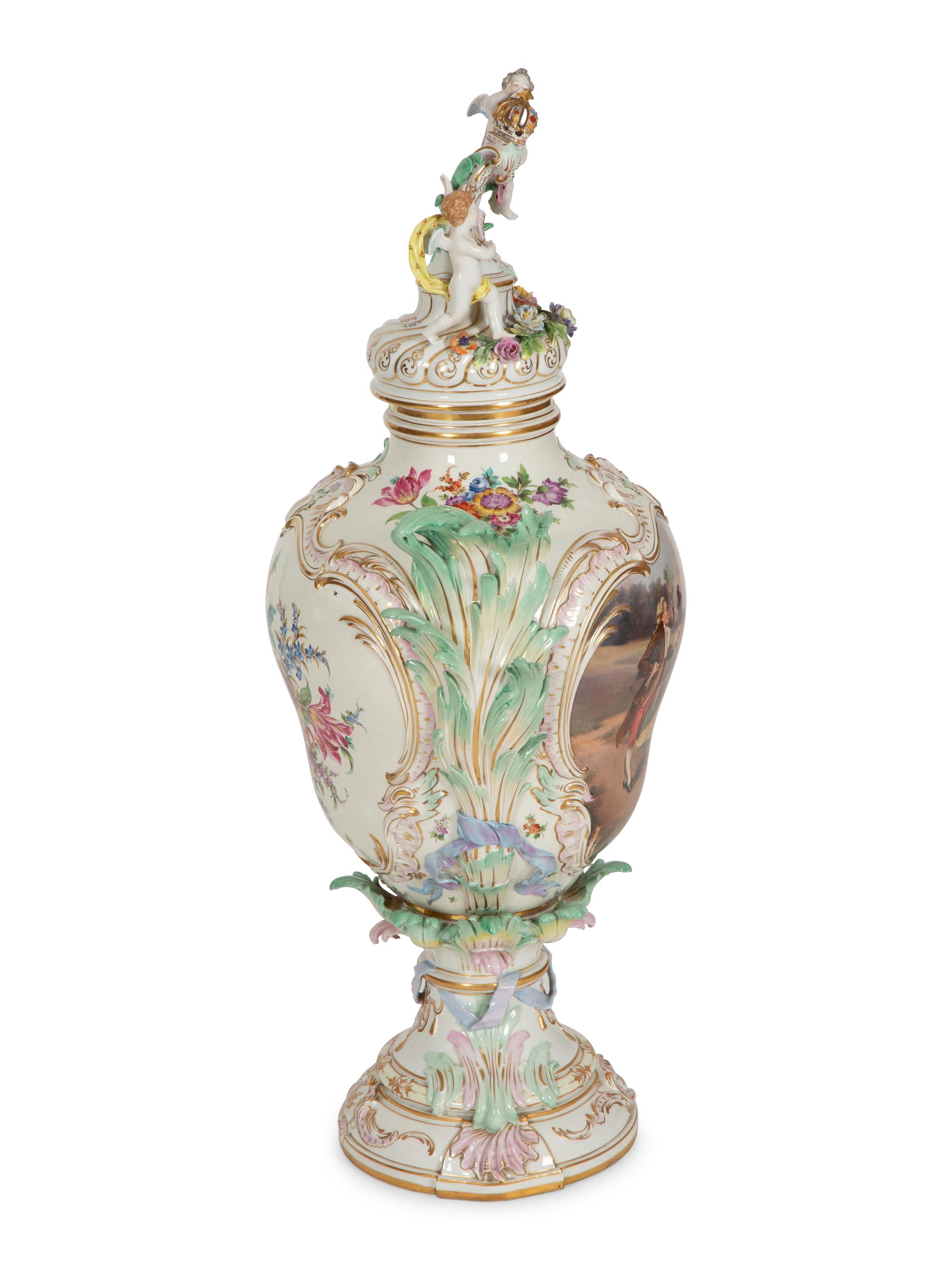 A Large Berlin (K.P.M.) Porcelain Urn and Cover