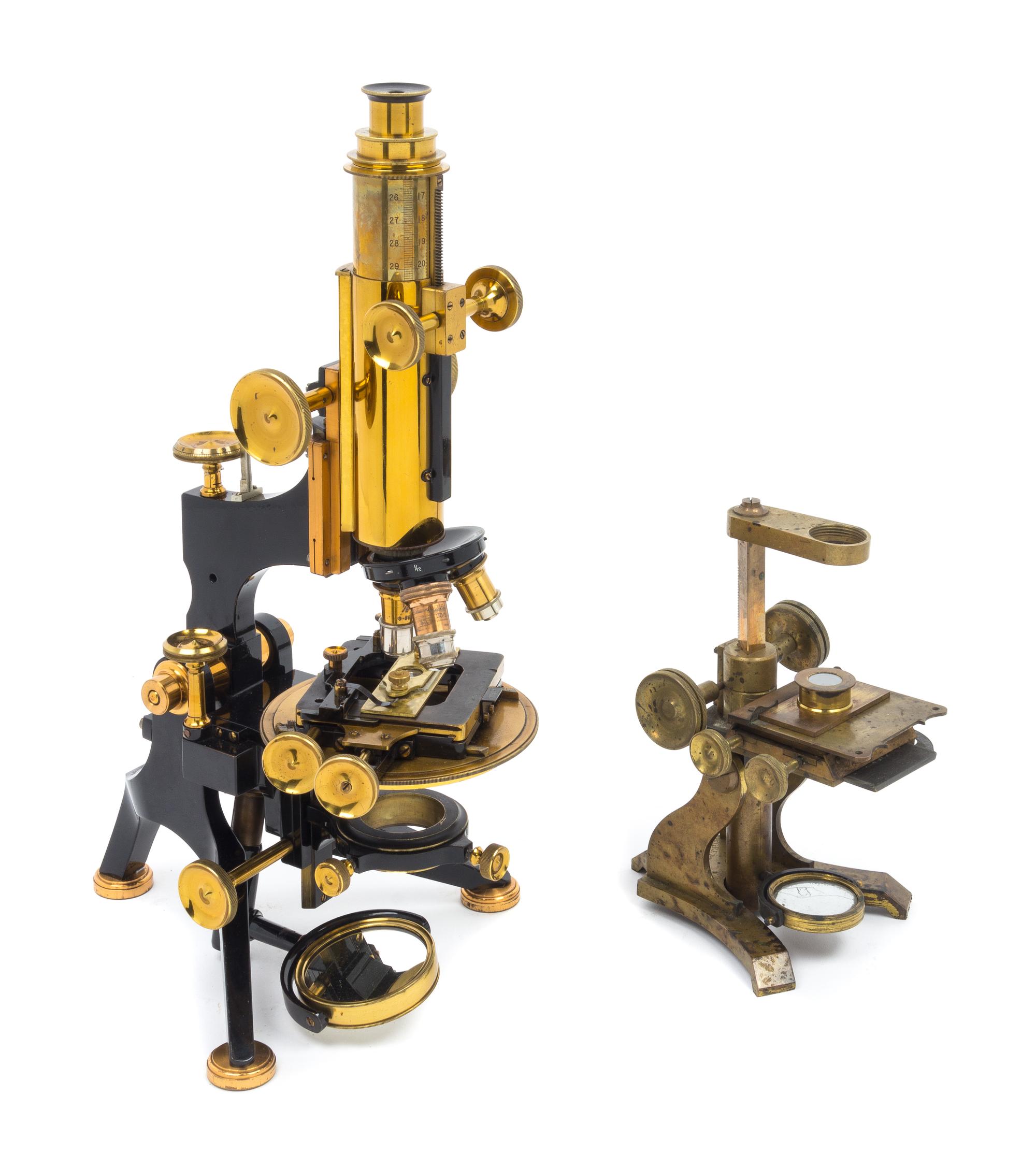 An English Brass and Black Lacquered Microscope Height 15 inches. — W. WATSON & SONS LTD., LONDON