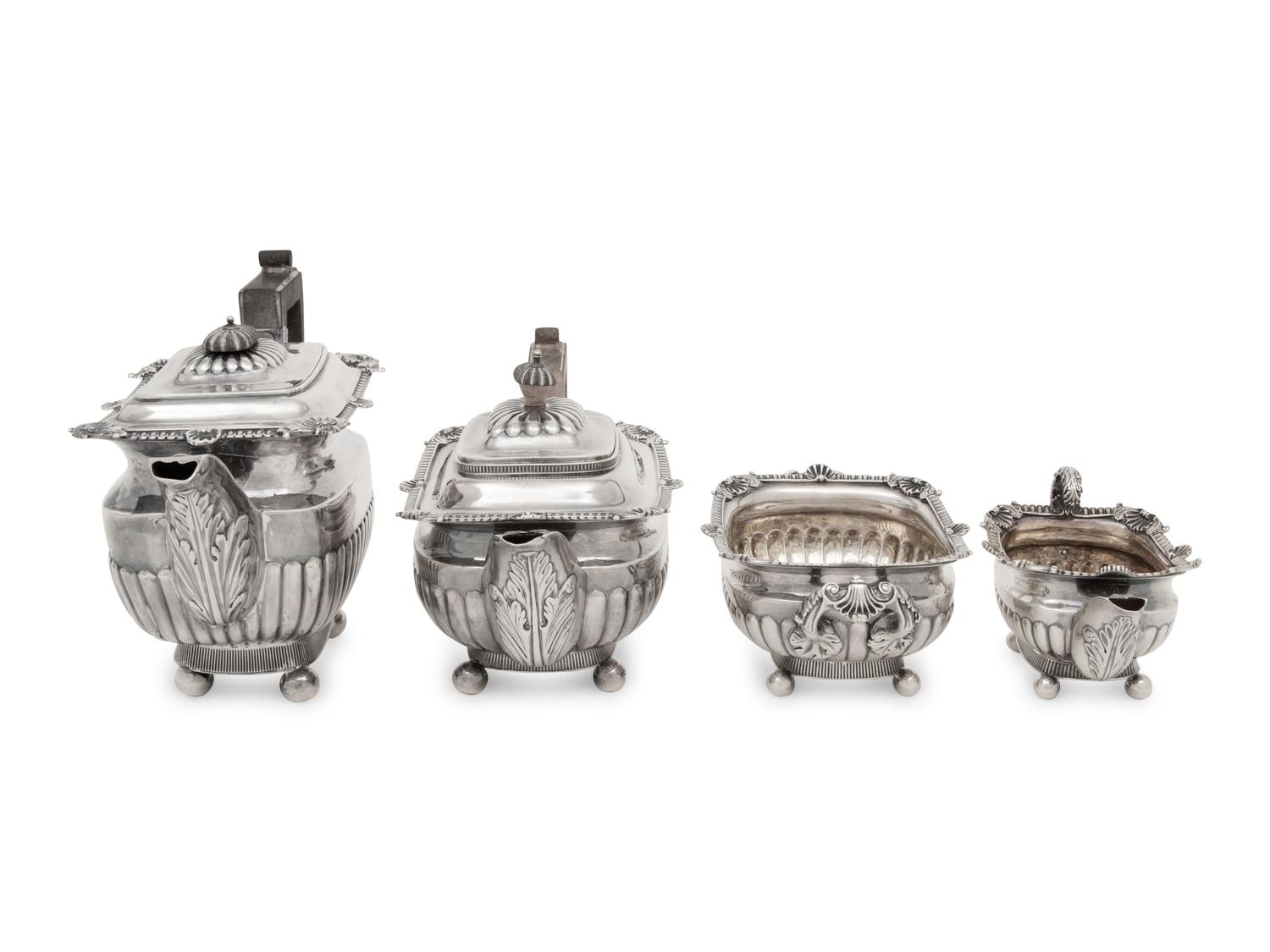 An Assembled George III Silver Four-Piece Tea and Coffee Service