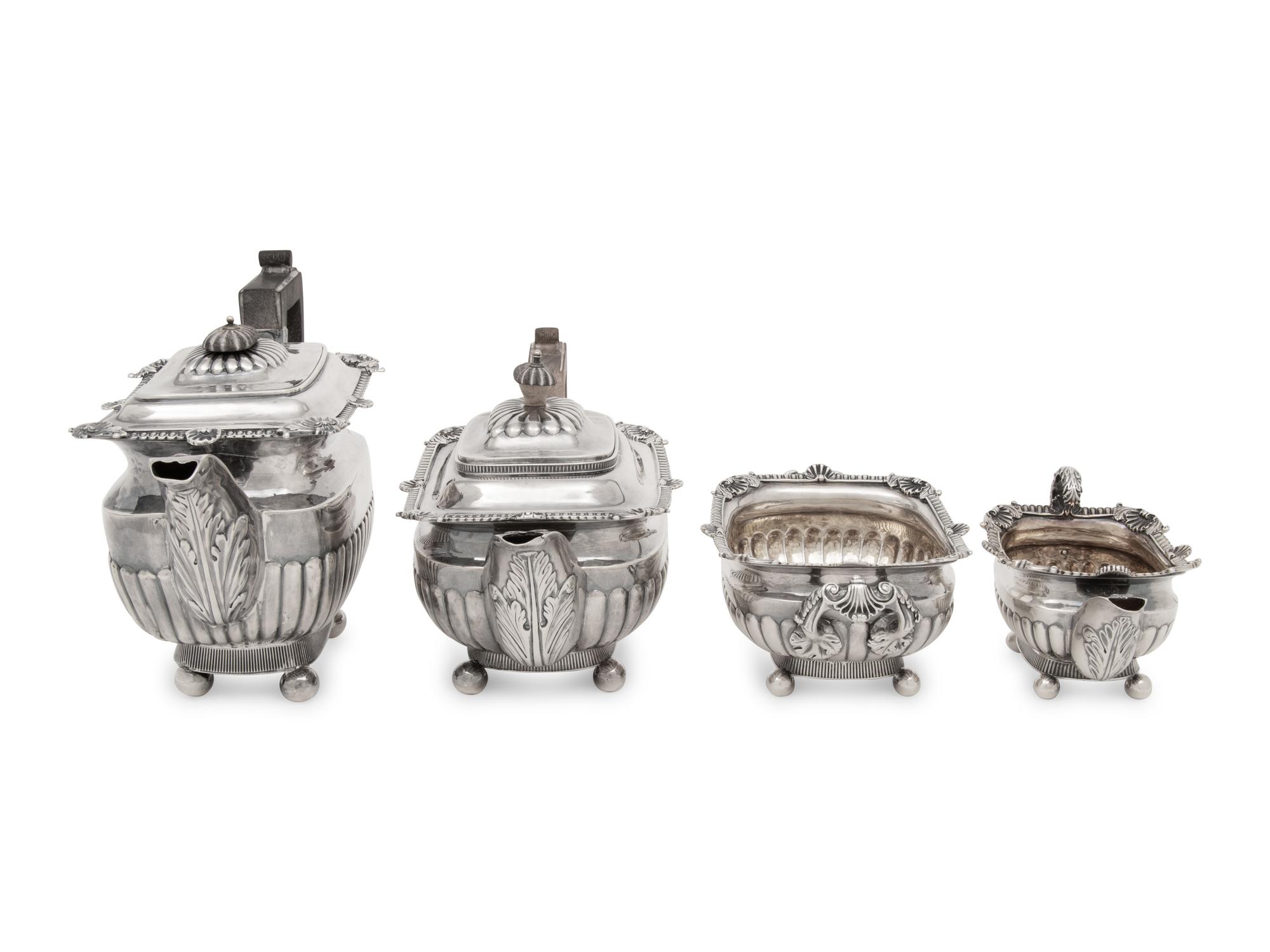 An Assembled George III Silver Four-Piece Tea and Coffee Service