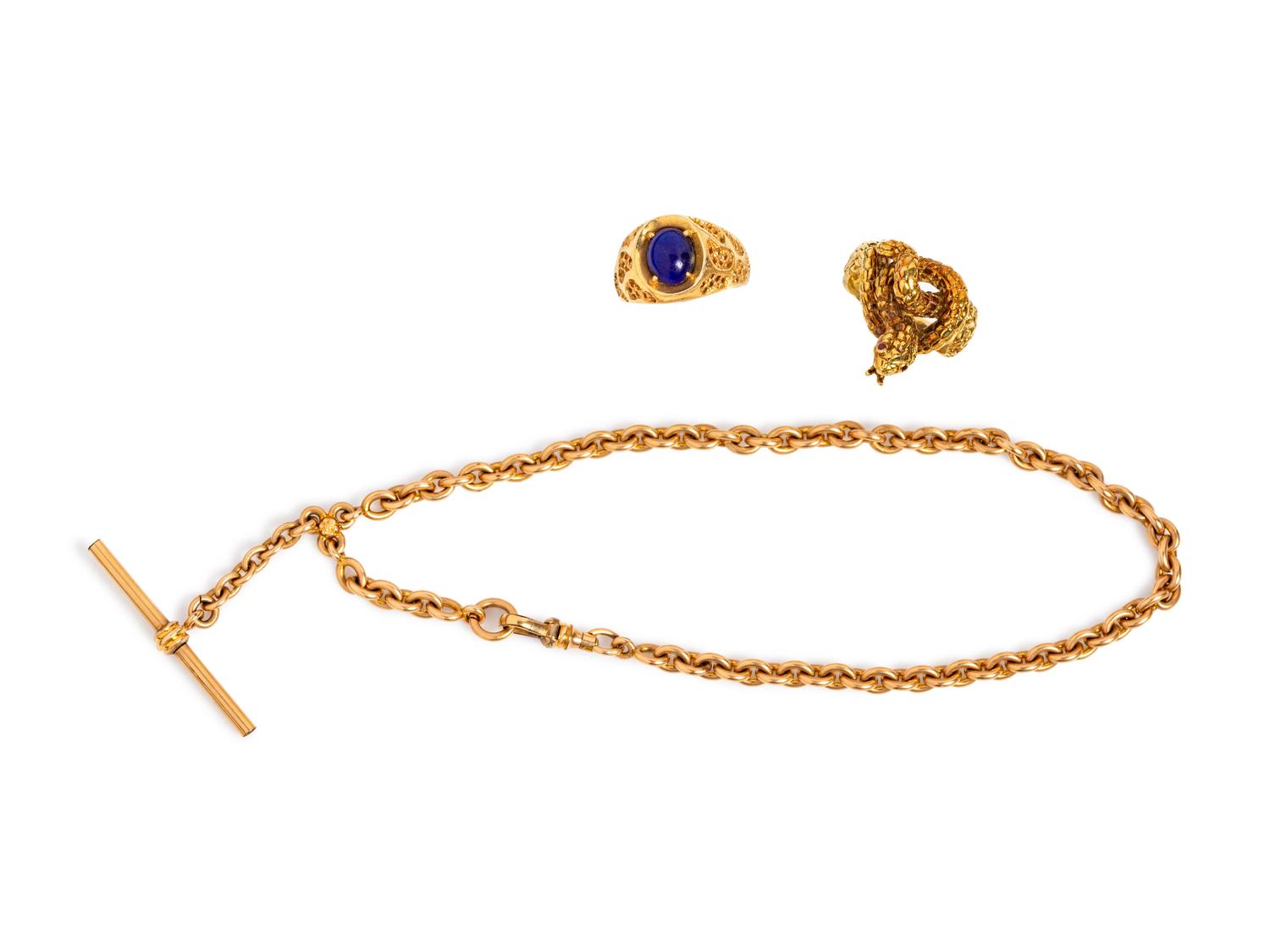 A Collection of Yellow Gold Jewelry,