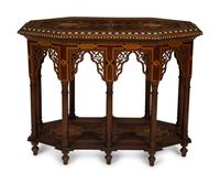 A Levantine Marquetry Elongated Octagonal Table