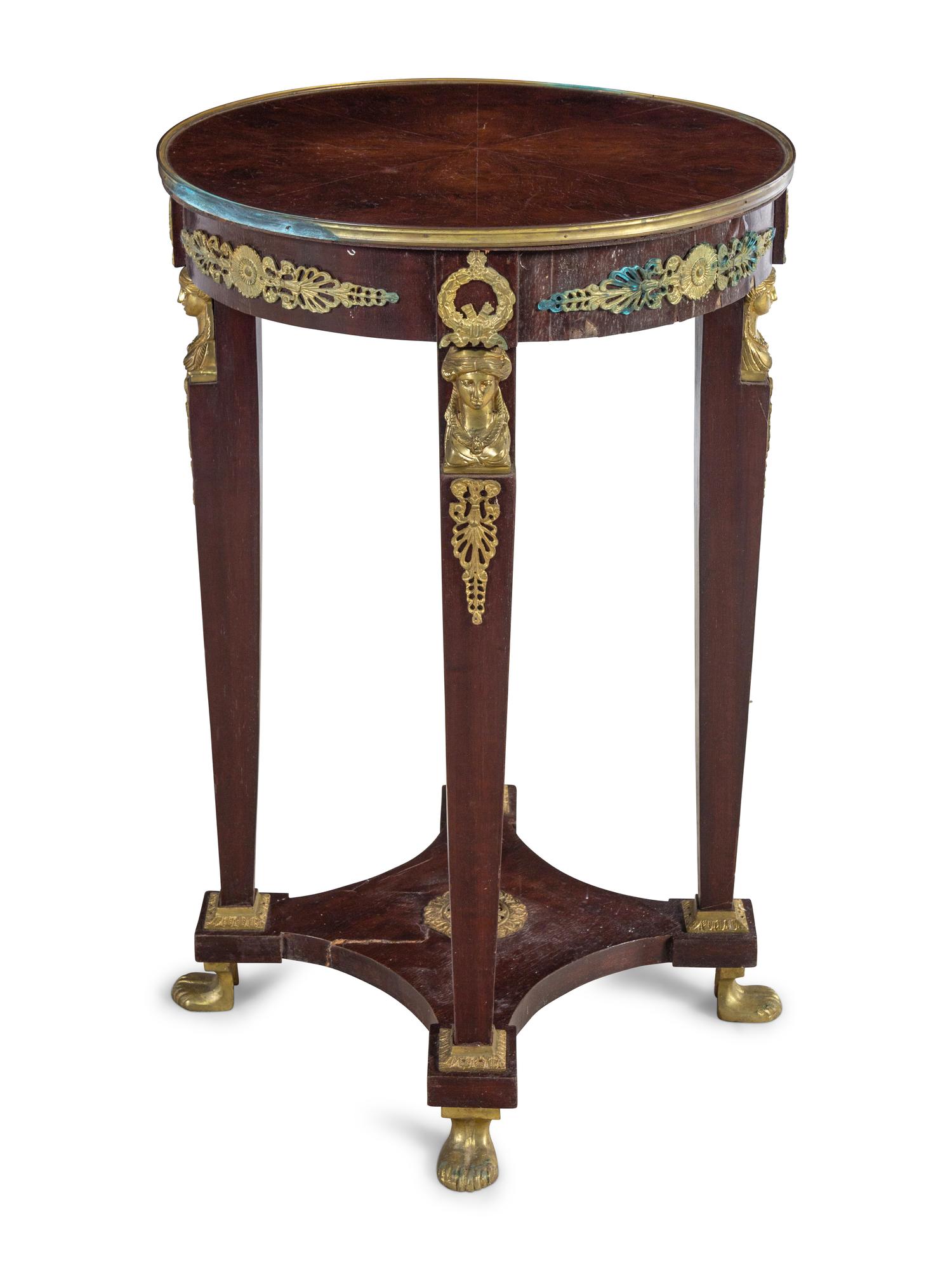 An Empire Style Gilt Metal Mounted Jardinière Stand