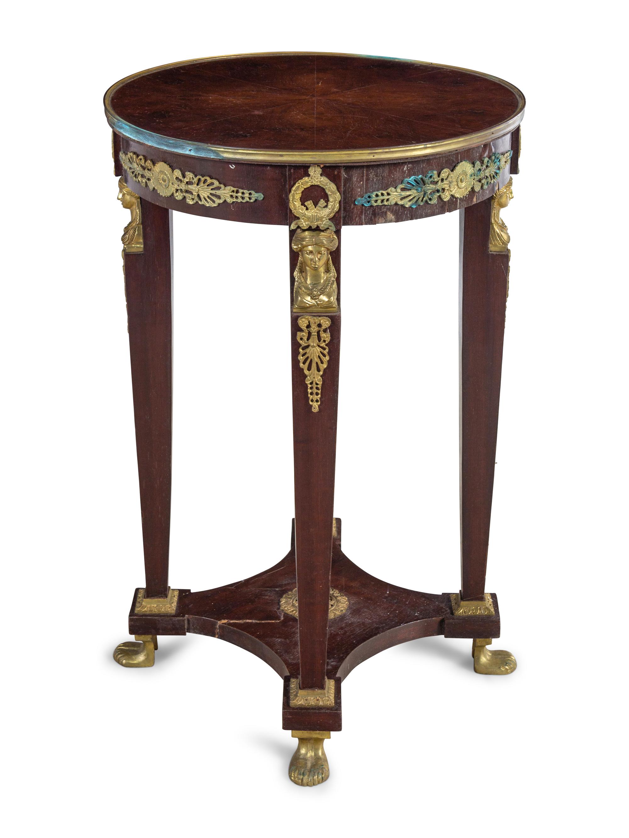 An Empire Style Gilt Metal Mounted Jardinière Stand