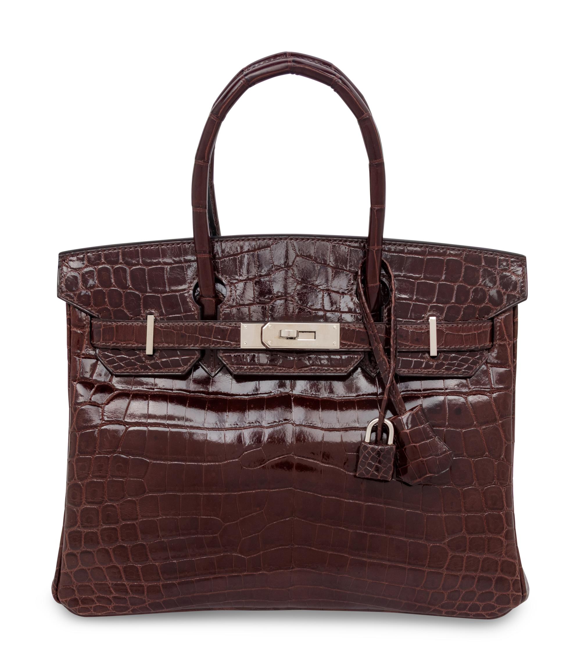 HERMÈS, BIRKIN 30 IN SHINY BROWN CROCODILE