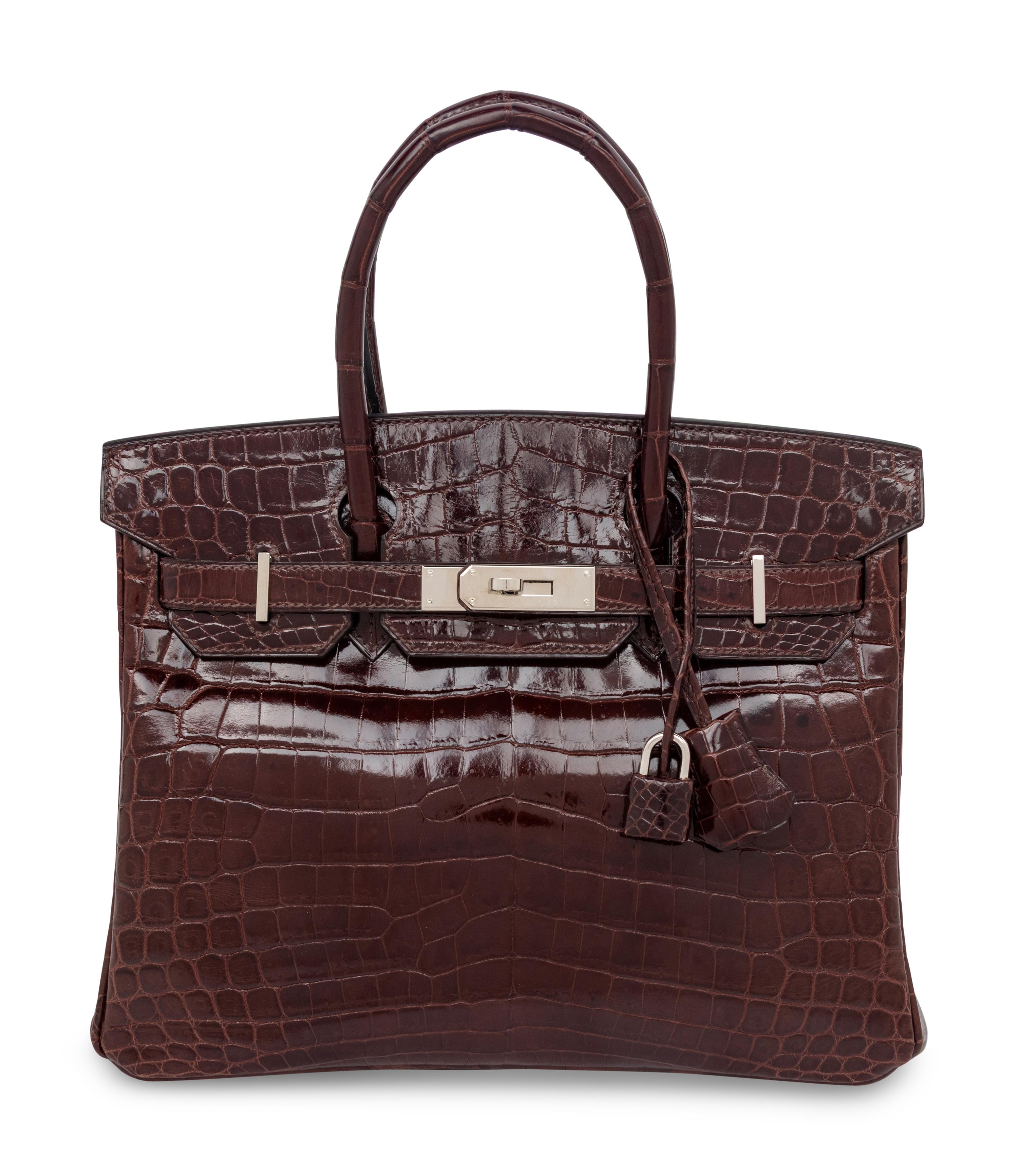 HERMÈS, BIRKIN 30 IN SHINY BROWN CROCODILE