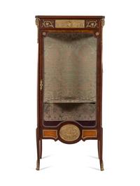 A Louis XVI Style Gilt Bronze Mounted Mahogany Vitrine Cabinet