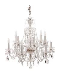 A Georgian Style Cut Glass Twelve-Light Chandelier