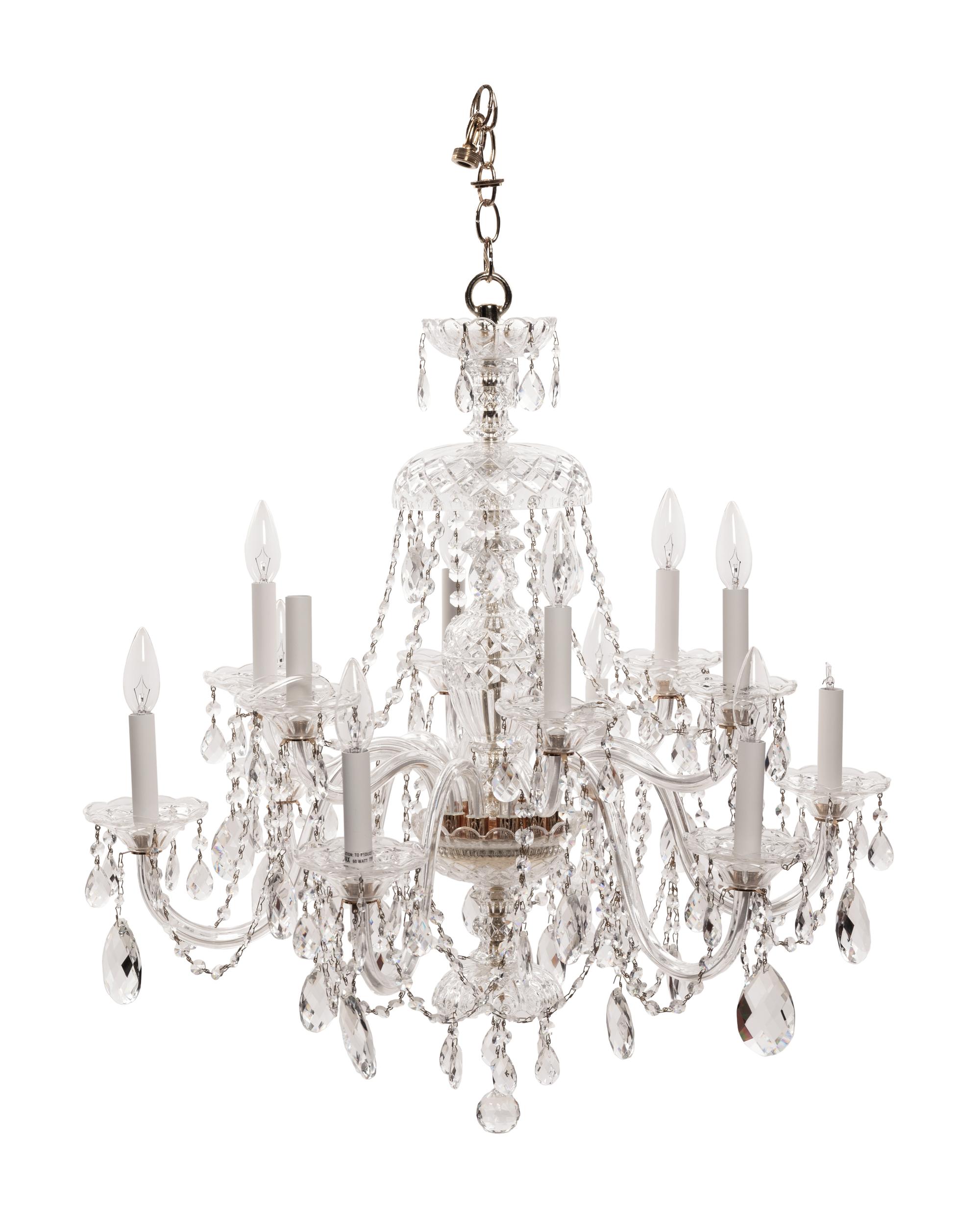 A Georgian Style Cut Glass Twelve-Light Chandelier