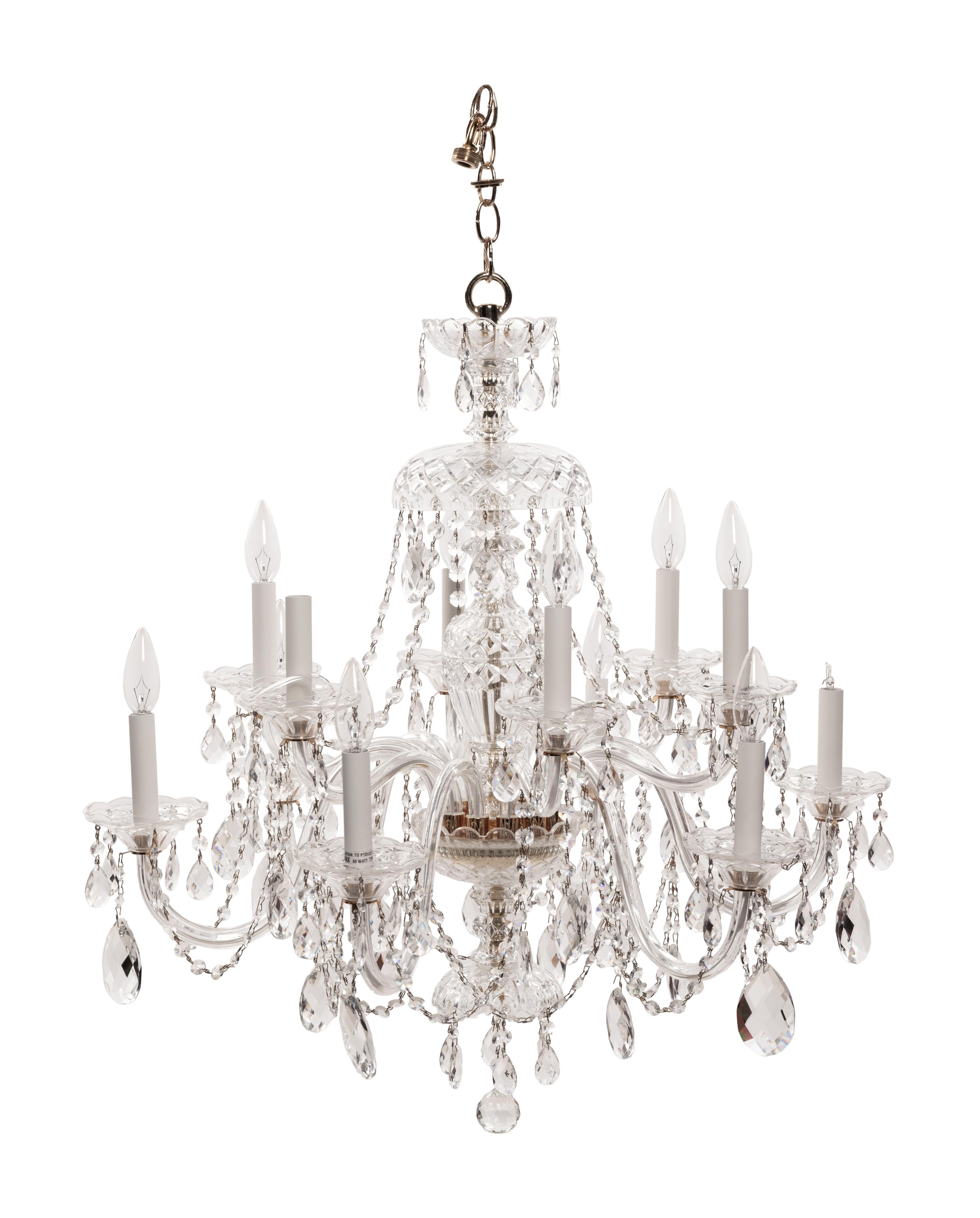 A Georgian Style Cut Glass Twelve-Light Chandelier
