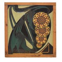 A Three Panel Etched Glass Butcher Shop Sign 116" W x 1.75" D x 32.25" H — France, Circa 1910