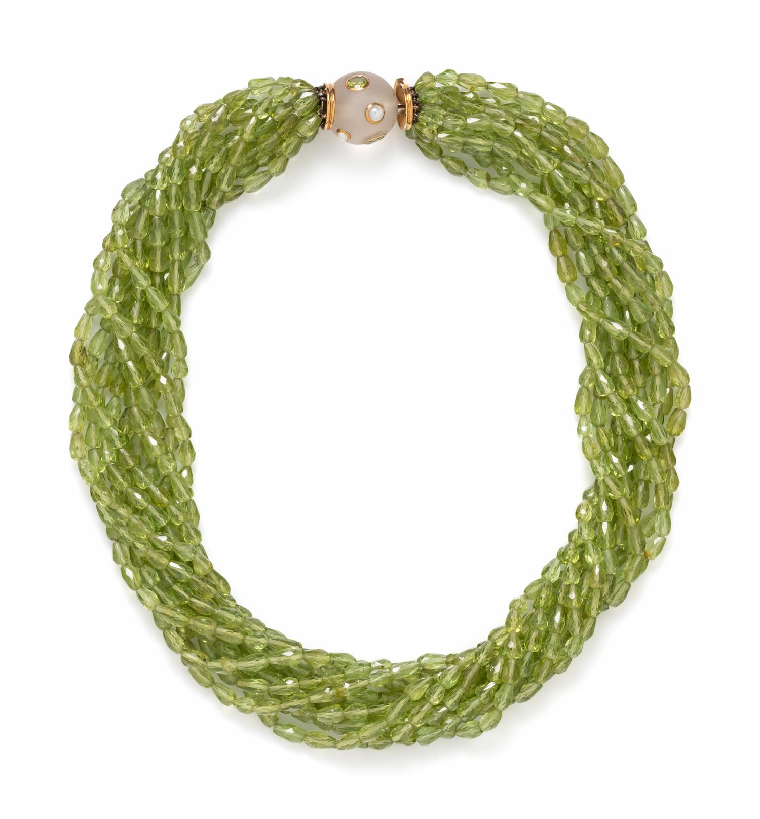 PERIDOT BEAD TORSADE NECKLACE