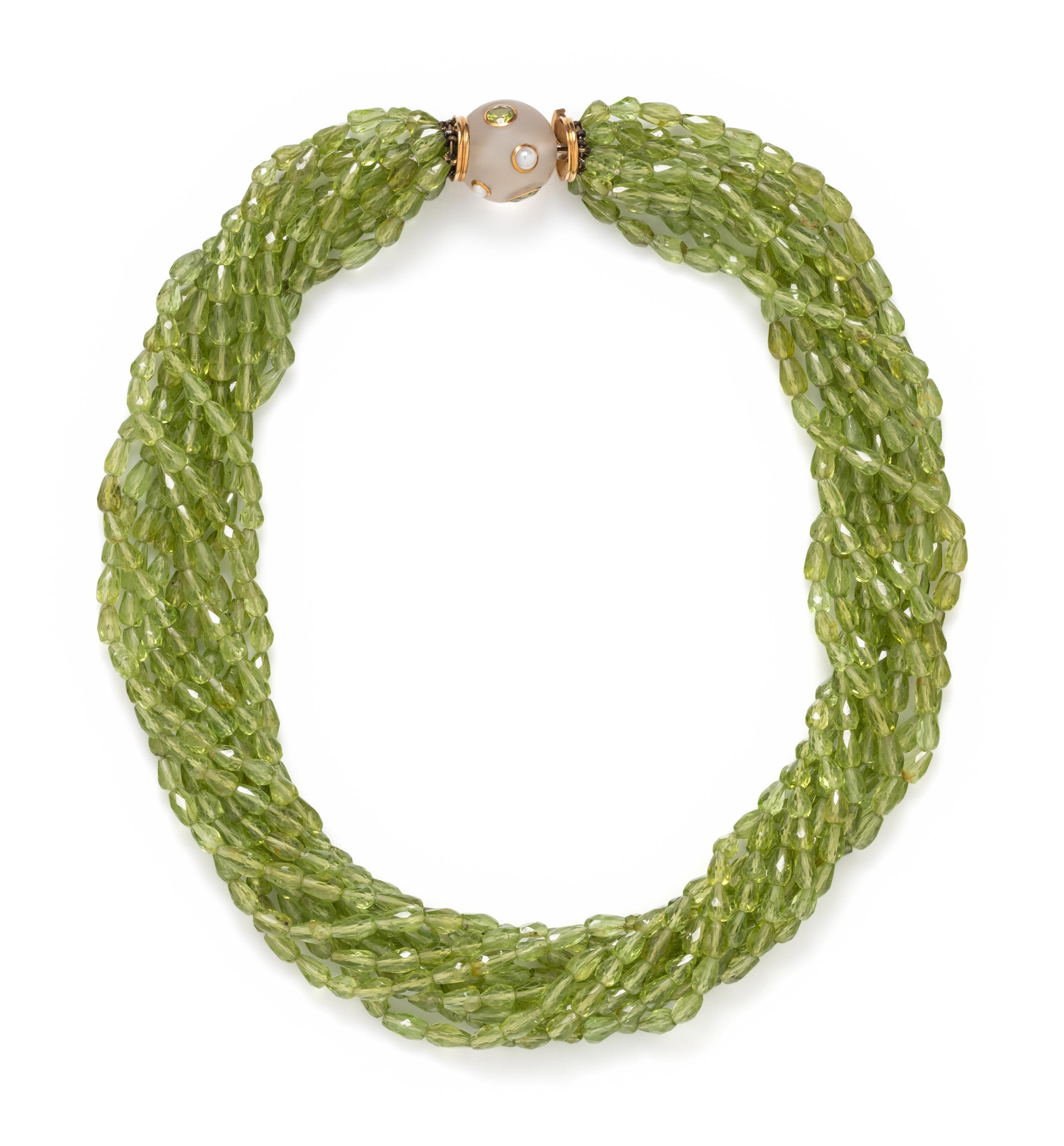 PERIDOT BEAD TORSADE NECKLACE