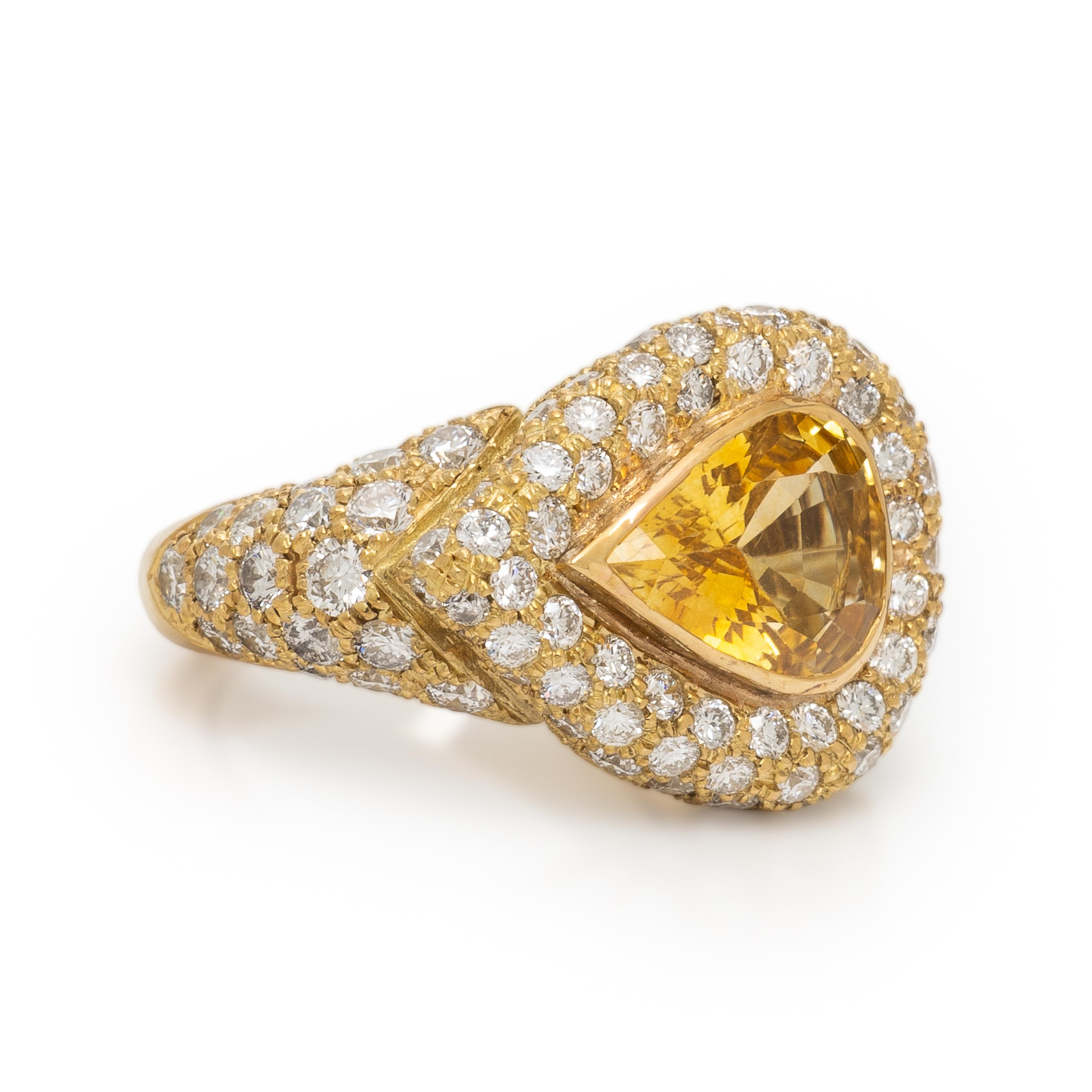 Lois Sasson, Yellow Sapphire, Diamond, and Yellow Gold Ring