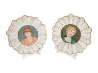 A Group of Four Coalport Porcelain Portrait Plates