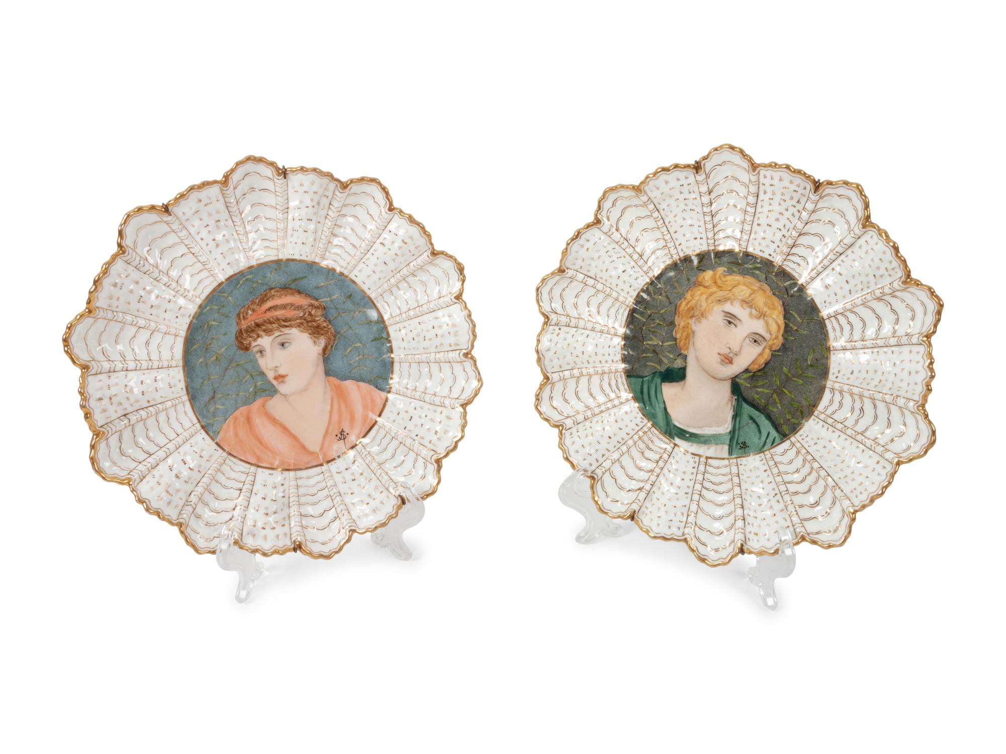 A Group of Four Coalport Porcelain Portrait Plates