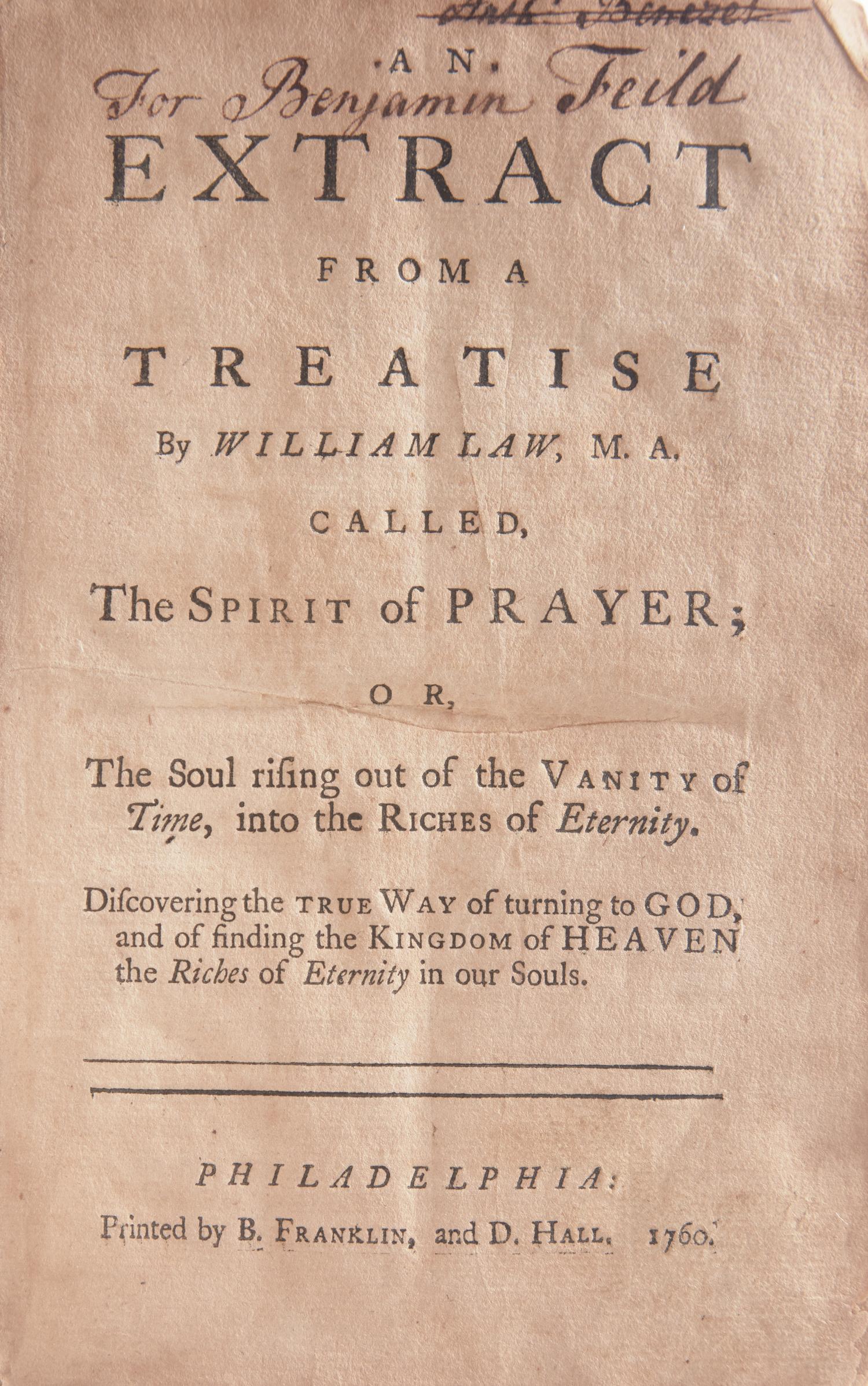[Americana] [Franklin, Benjamin] [Benezet, Anthony]. Sammelband of Four Religious and Anti-Slavery Tracts