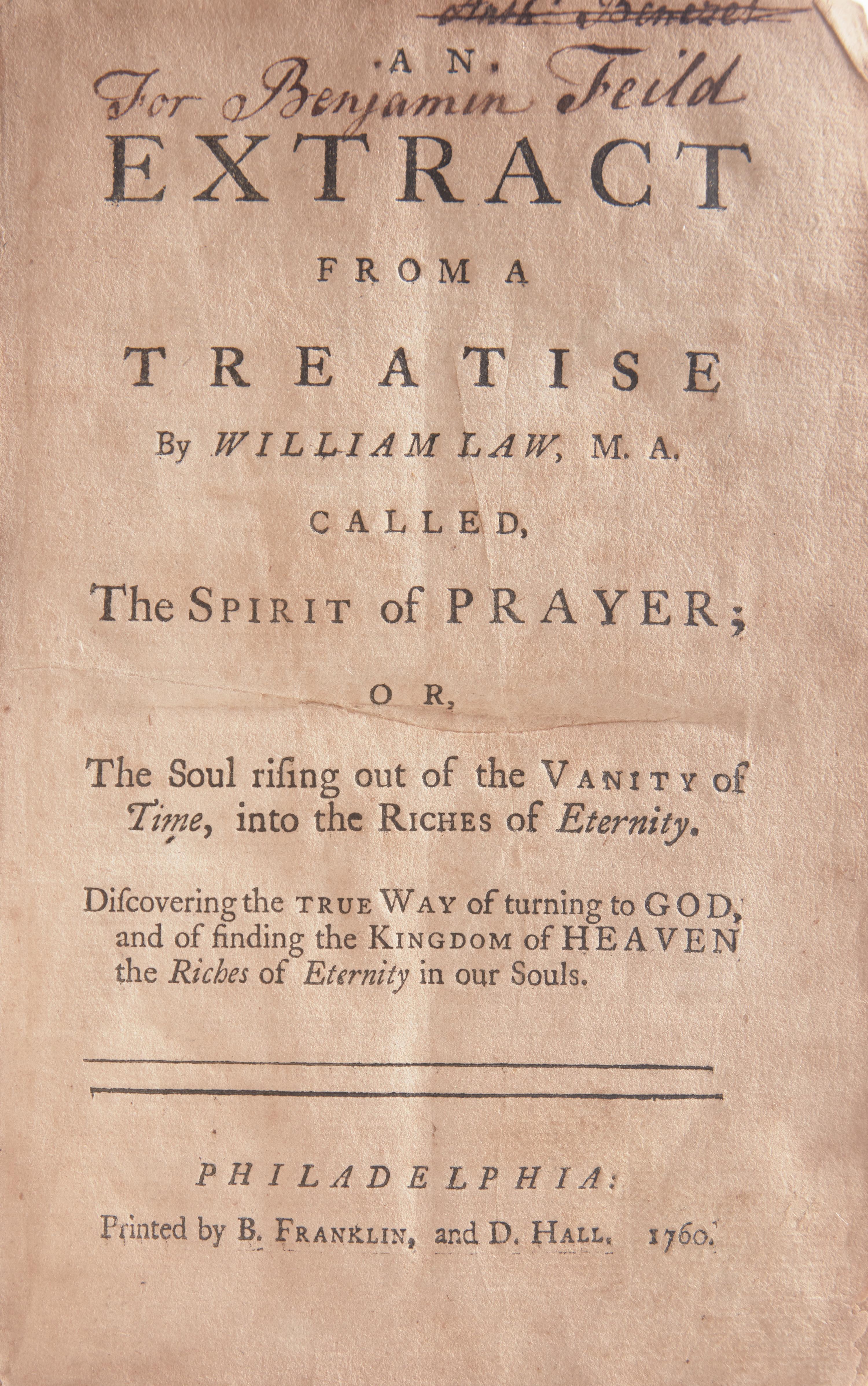 [Americana] [Franklin, Benjamin] [Benezet, Anthony]. Sammelband of Four Religious and Anti-Slavery Tracts