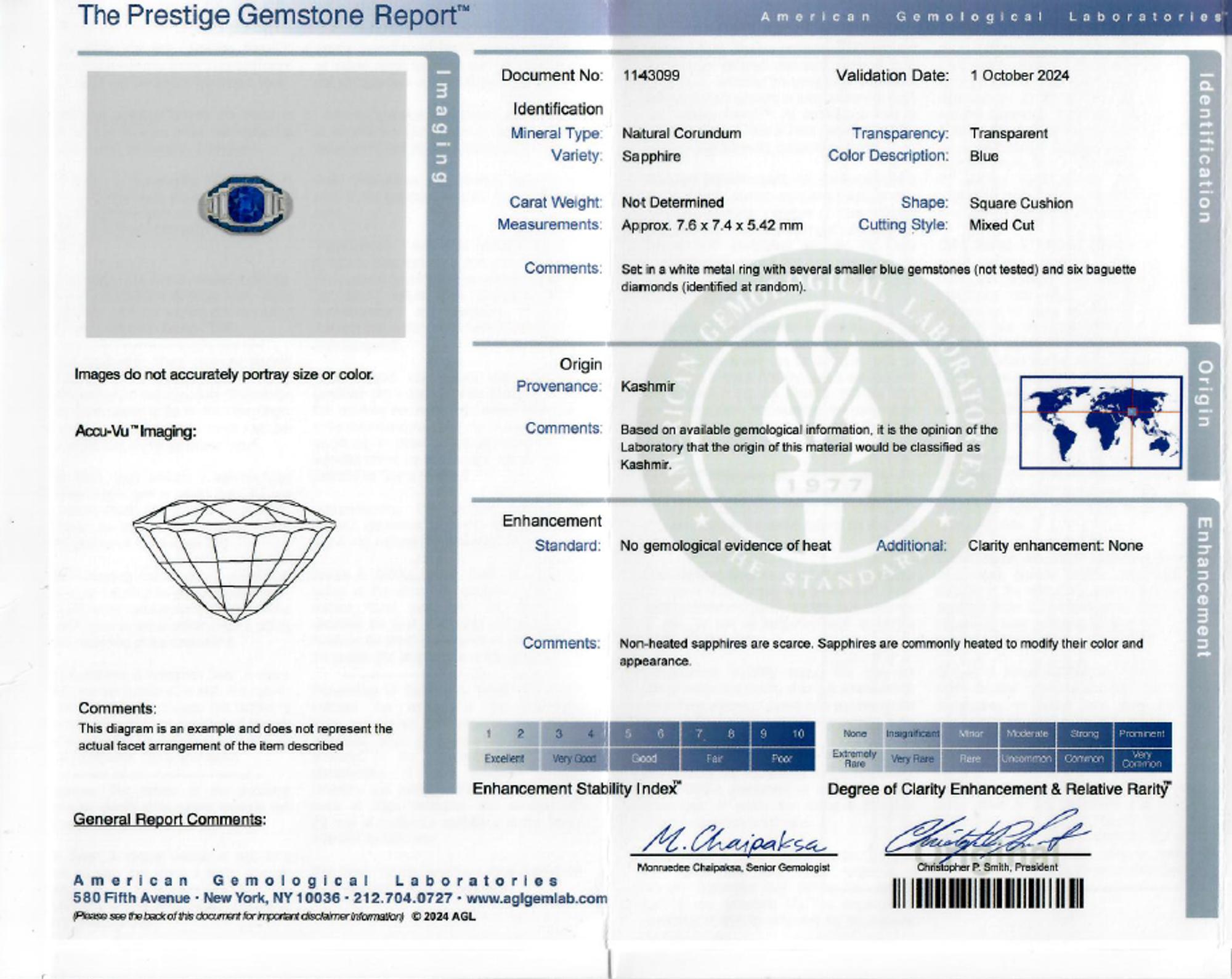 CARTIER, ART DECO, KASHMIR SAPPHIRE AND DIAMOND RING