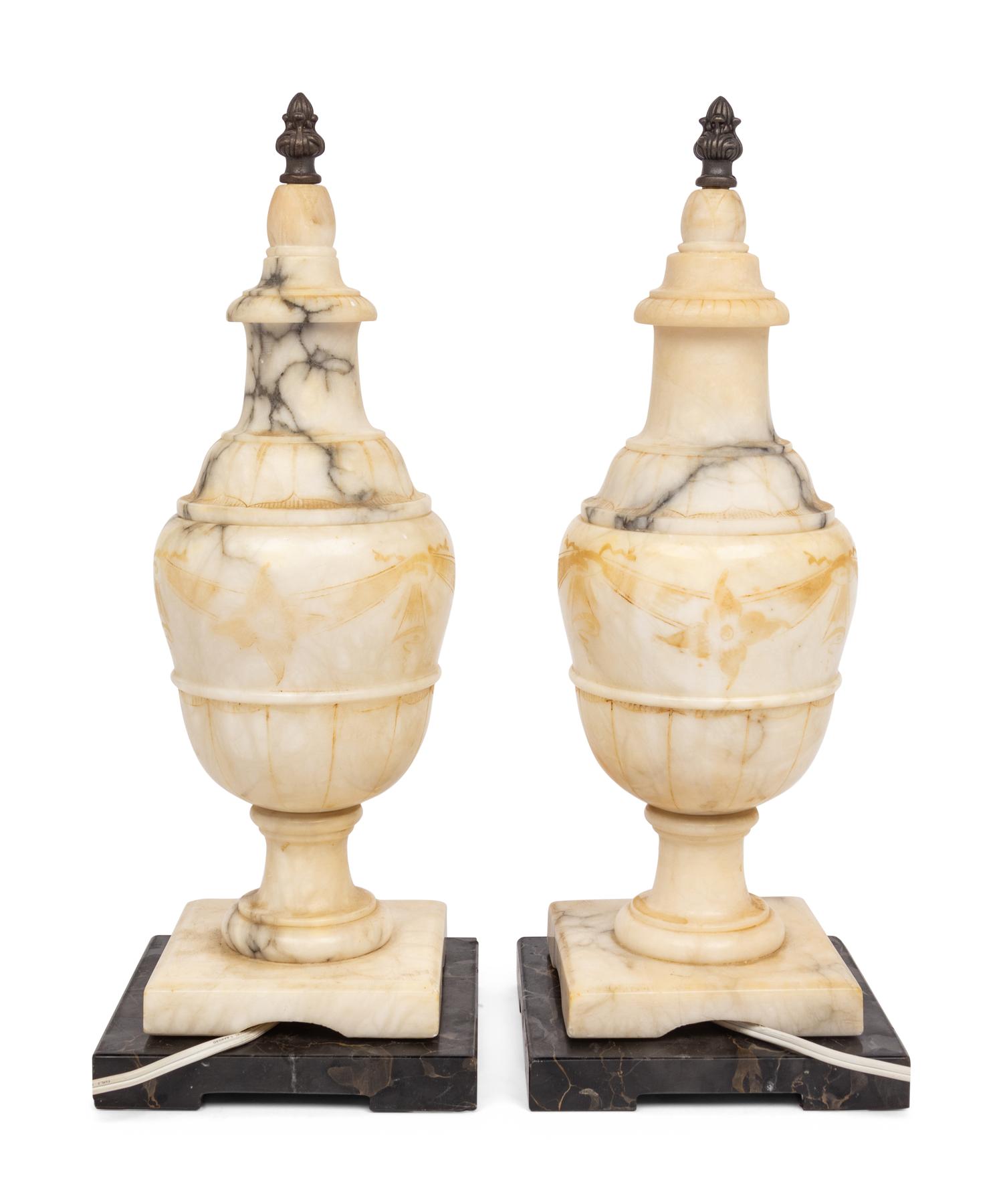 A Pair of Italian Alabaster Table Lamps