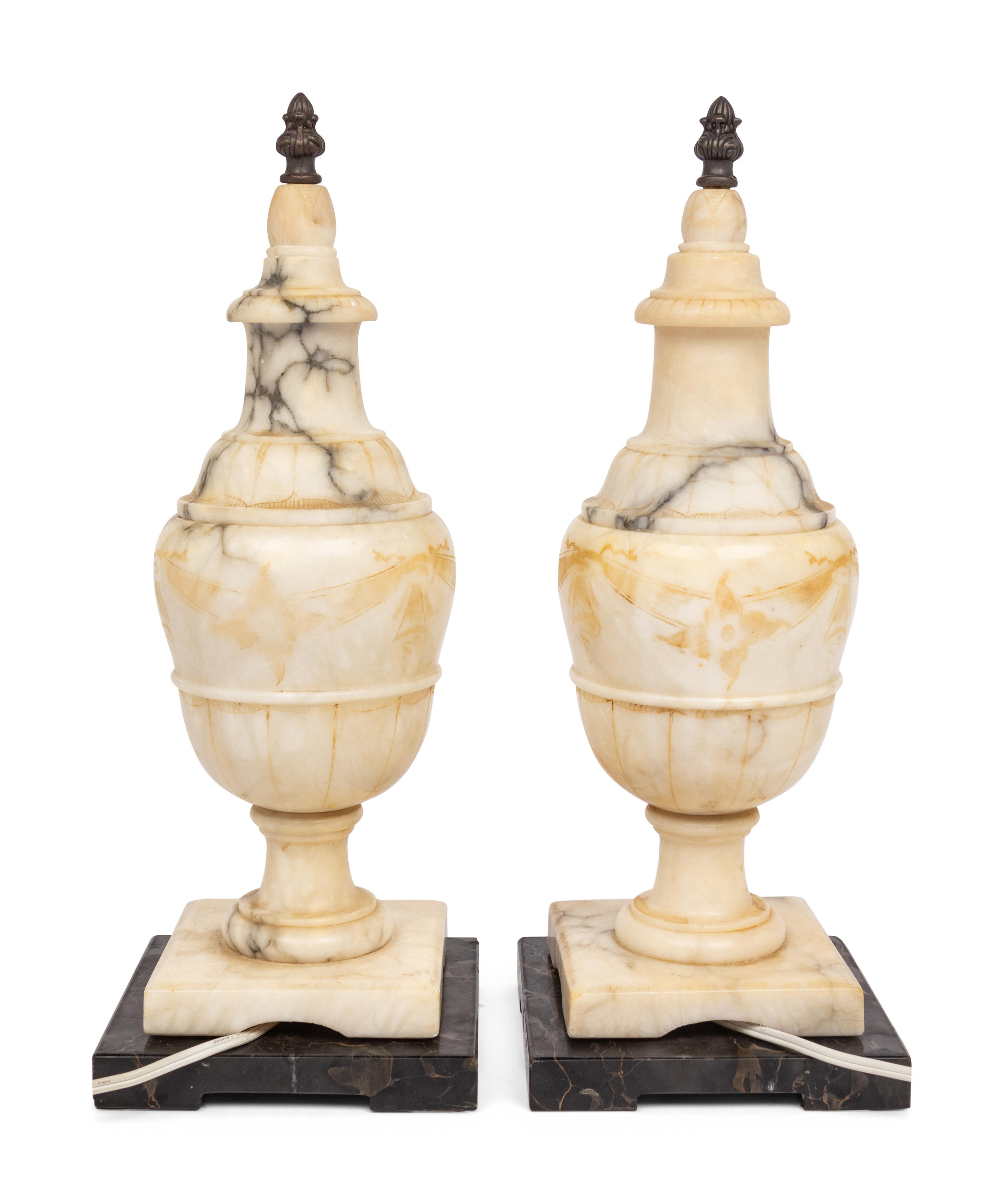 A Pair of Italian Alabaster Table Lamps